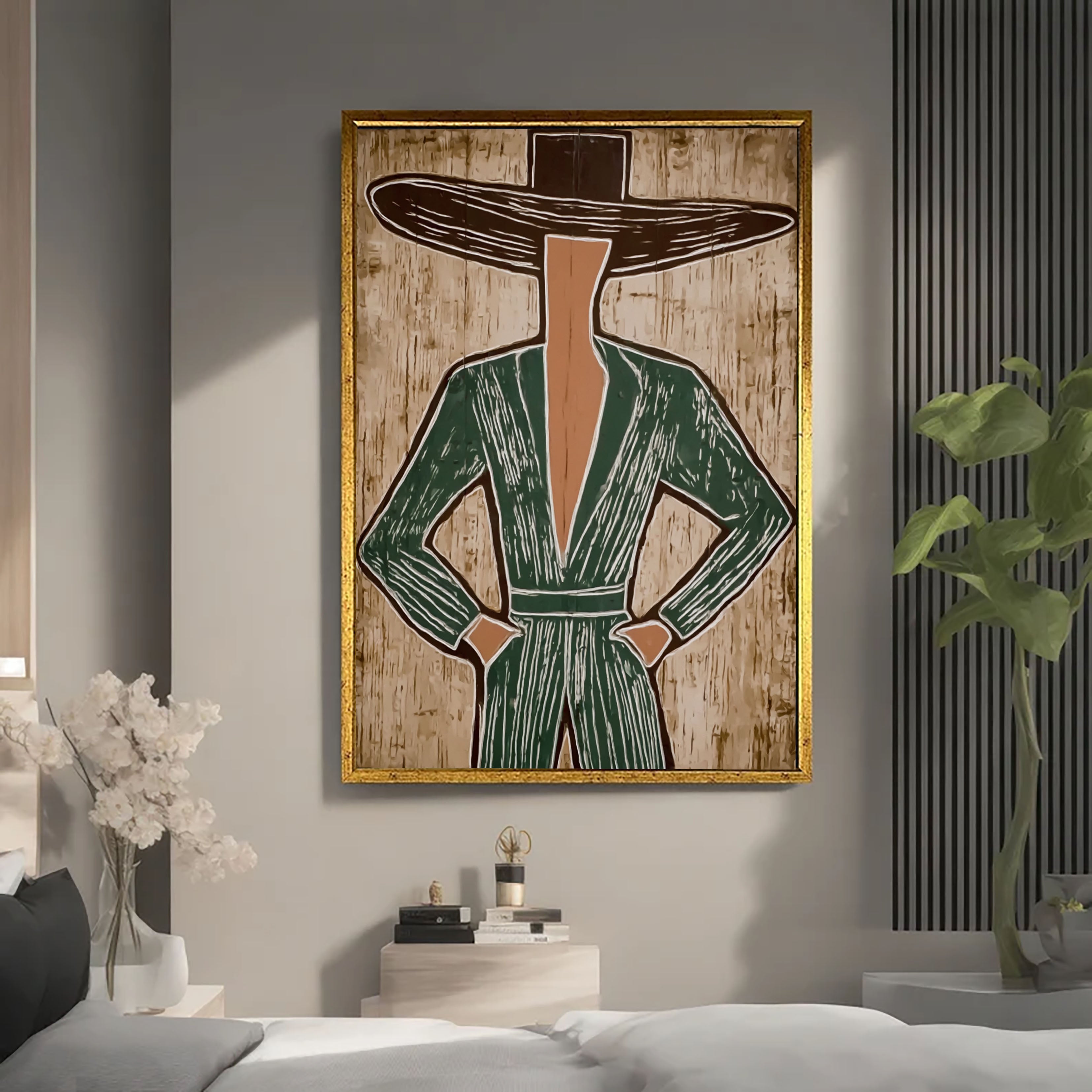 Elegant Figural Ensemble | Striped Silhouettes