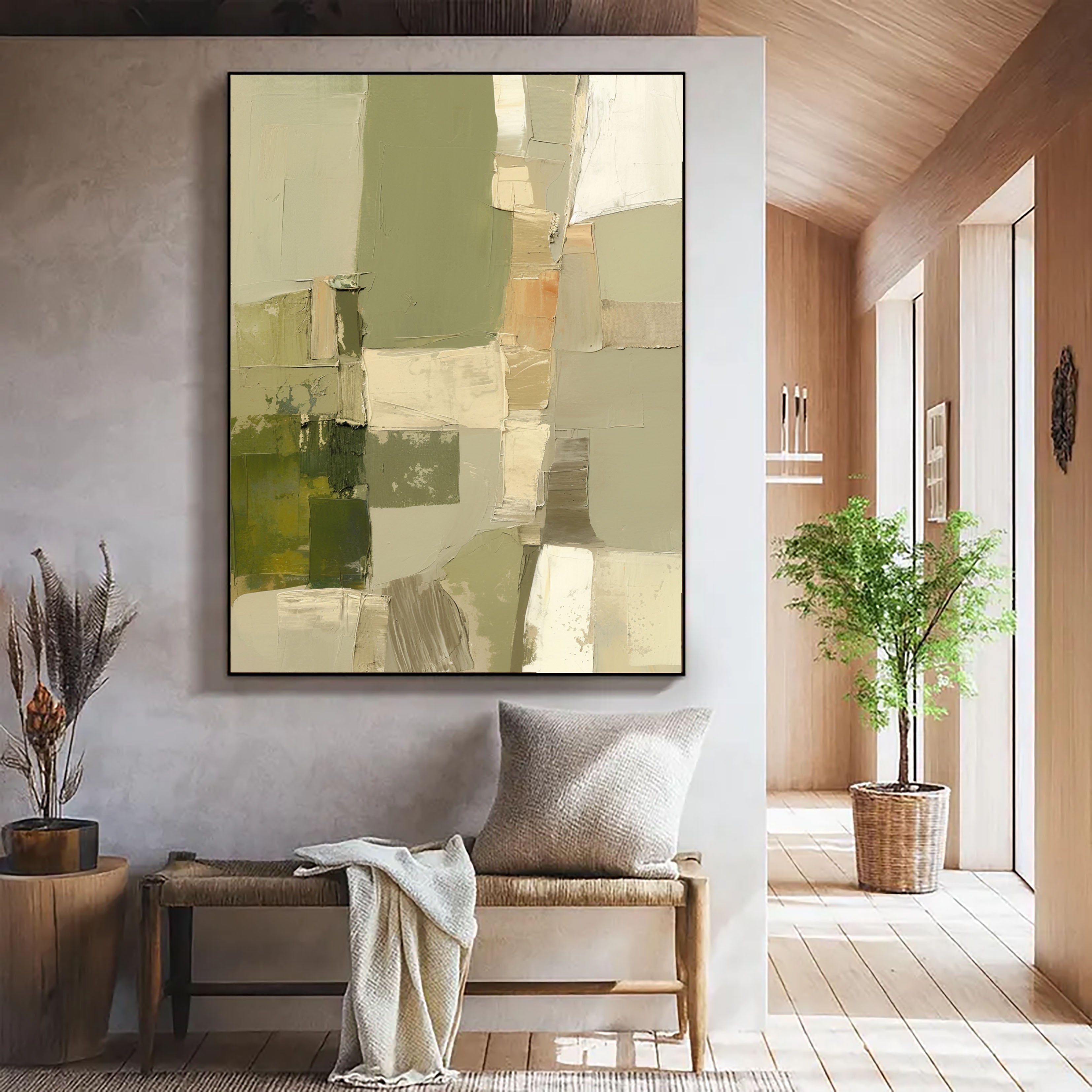 Textured Green Mosaic | Neutral Patch