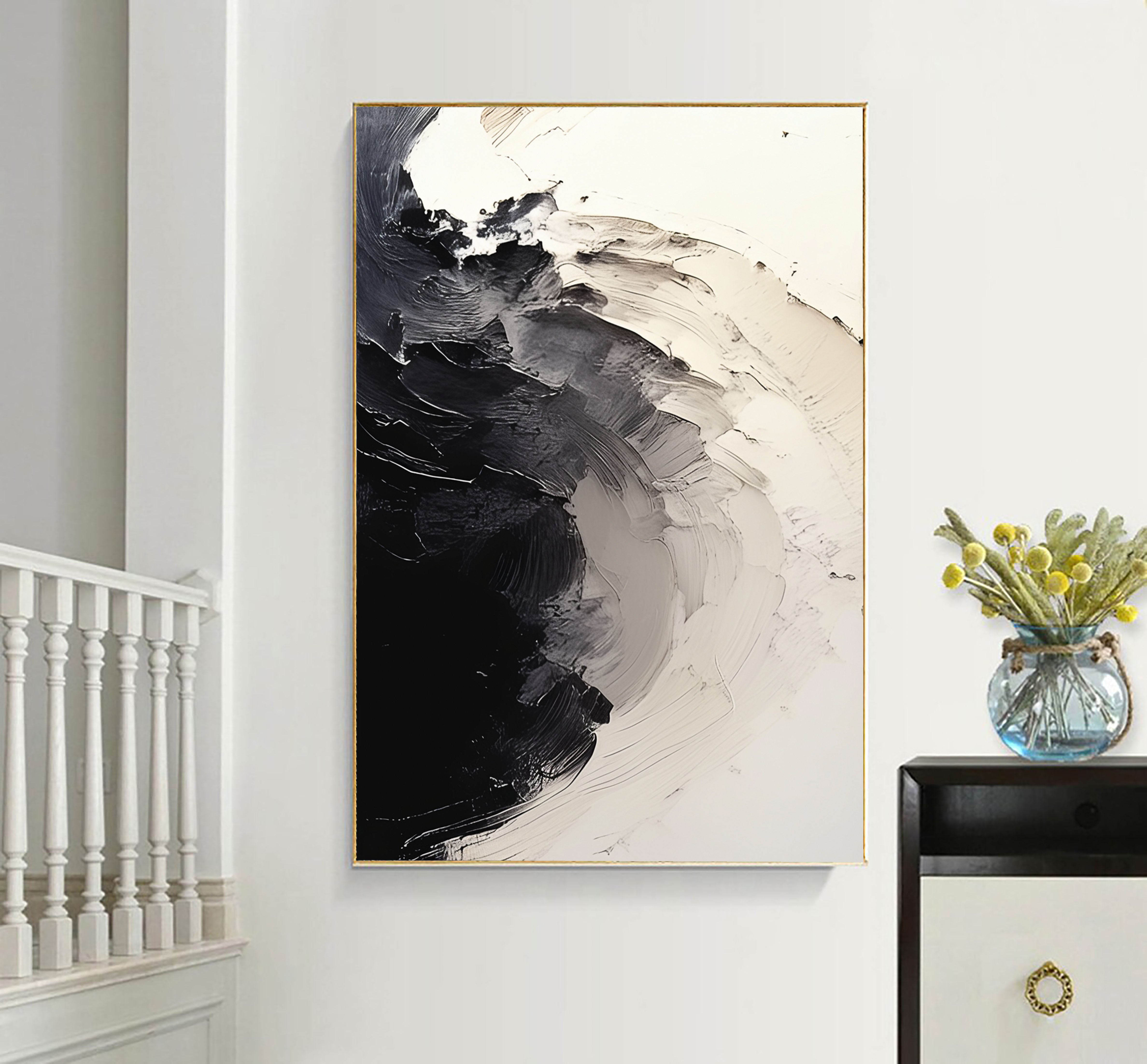 Textured Monochrome Wave | Black Gray