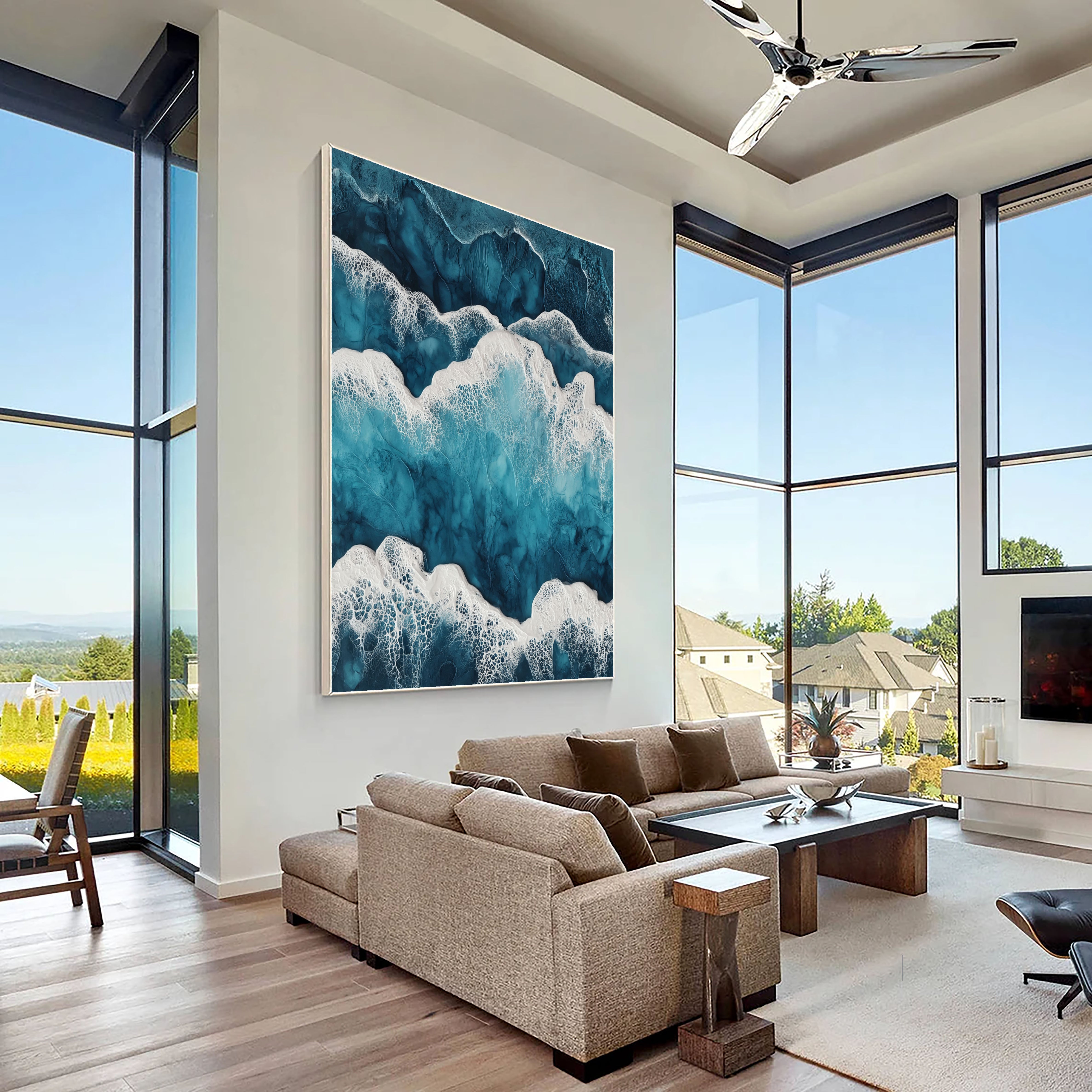 Textured Turquoise Swells | White Foam