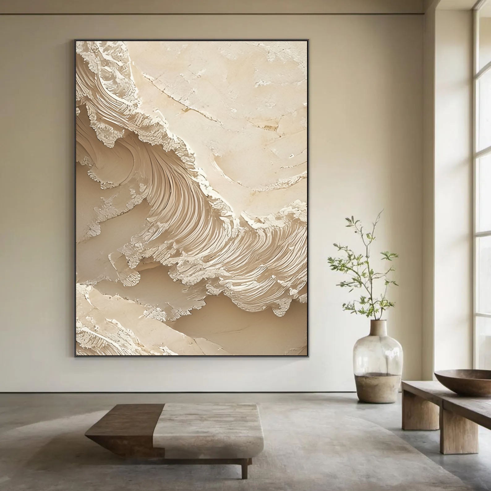 Textured Beige Wave | Neutral Flow