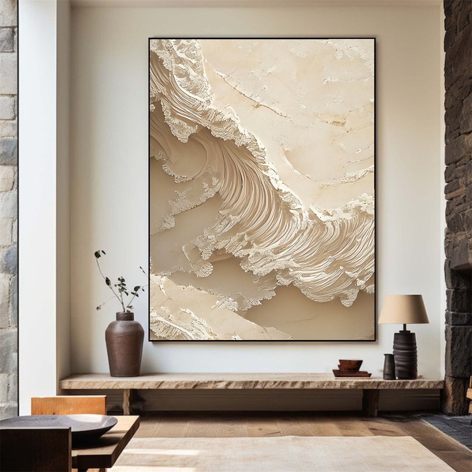 Textured Beige Wave | Neutral Flow