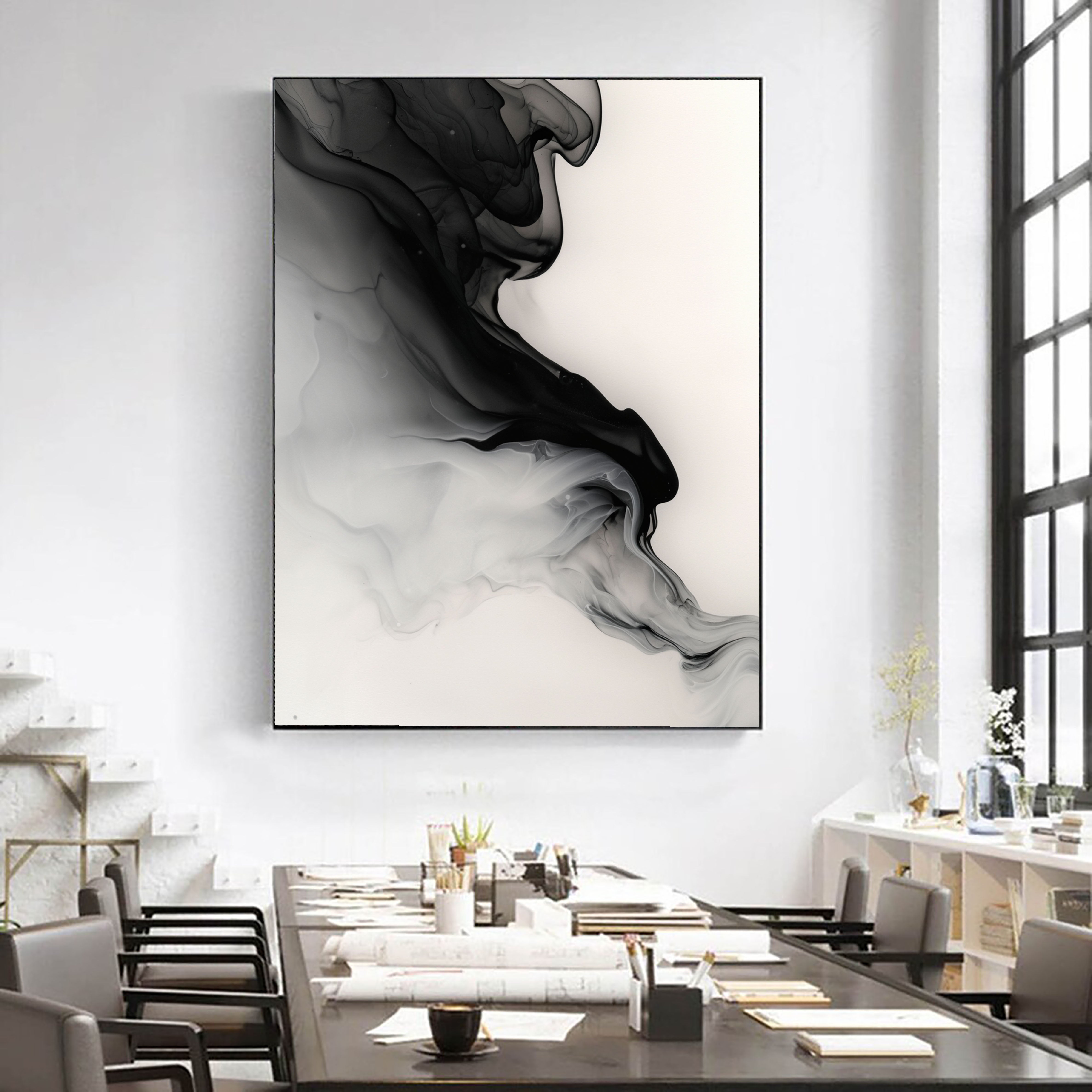 Textured Monochrome Flow | Black Gray