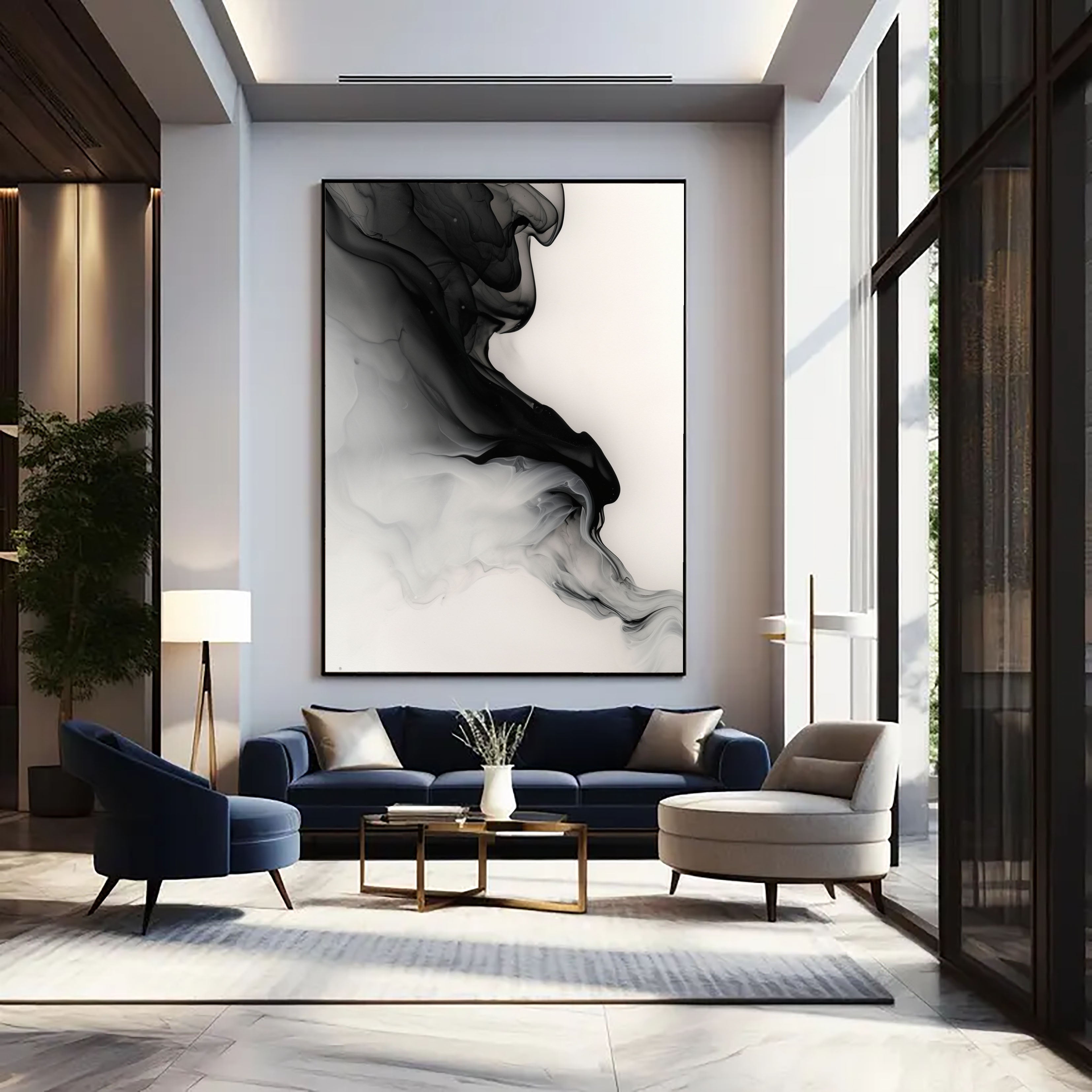 Textured Monochrome Flow | Black Gray