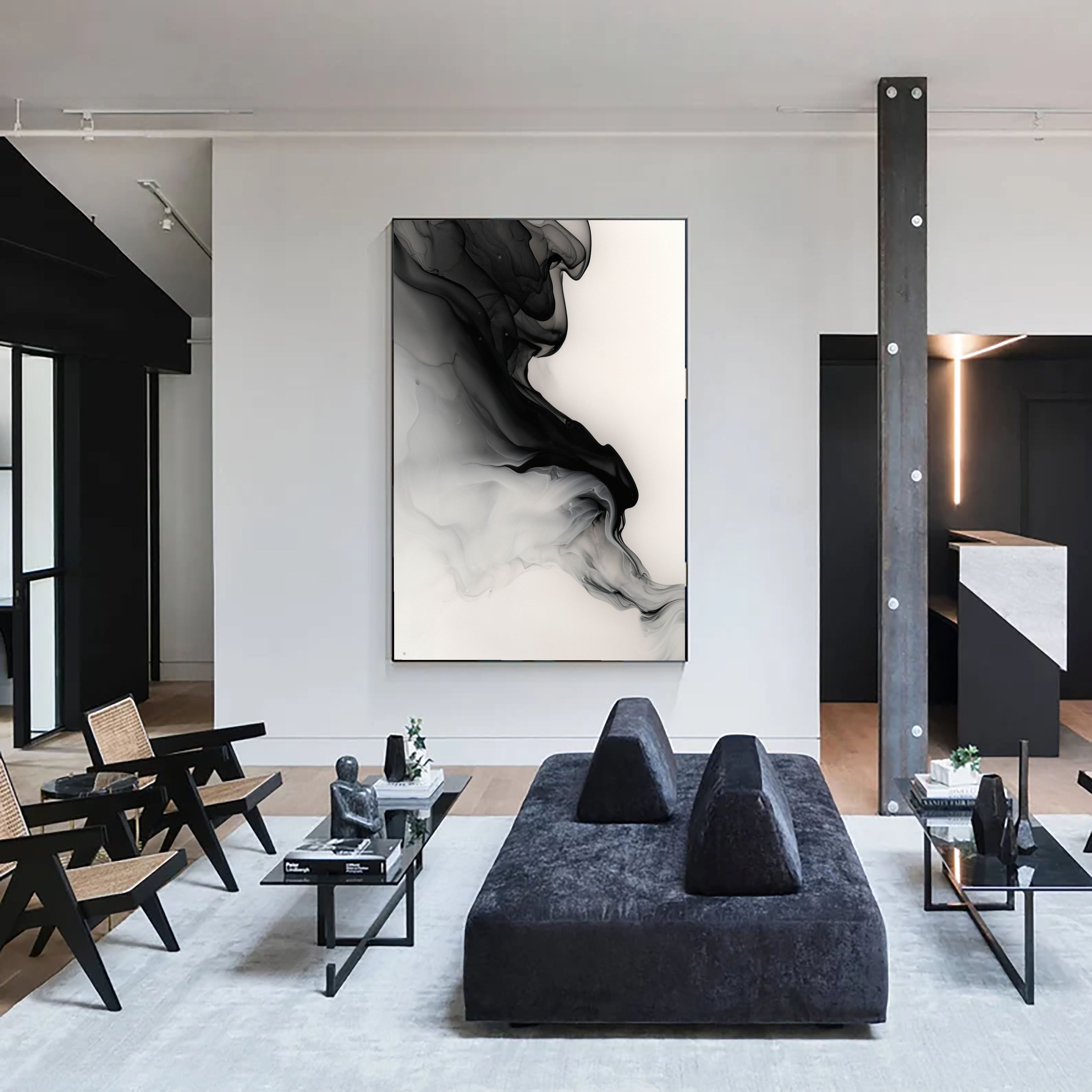 Textured Monochrome Flow | Black Gray