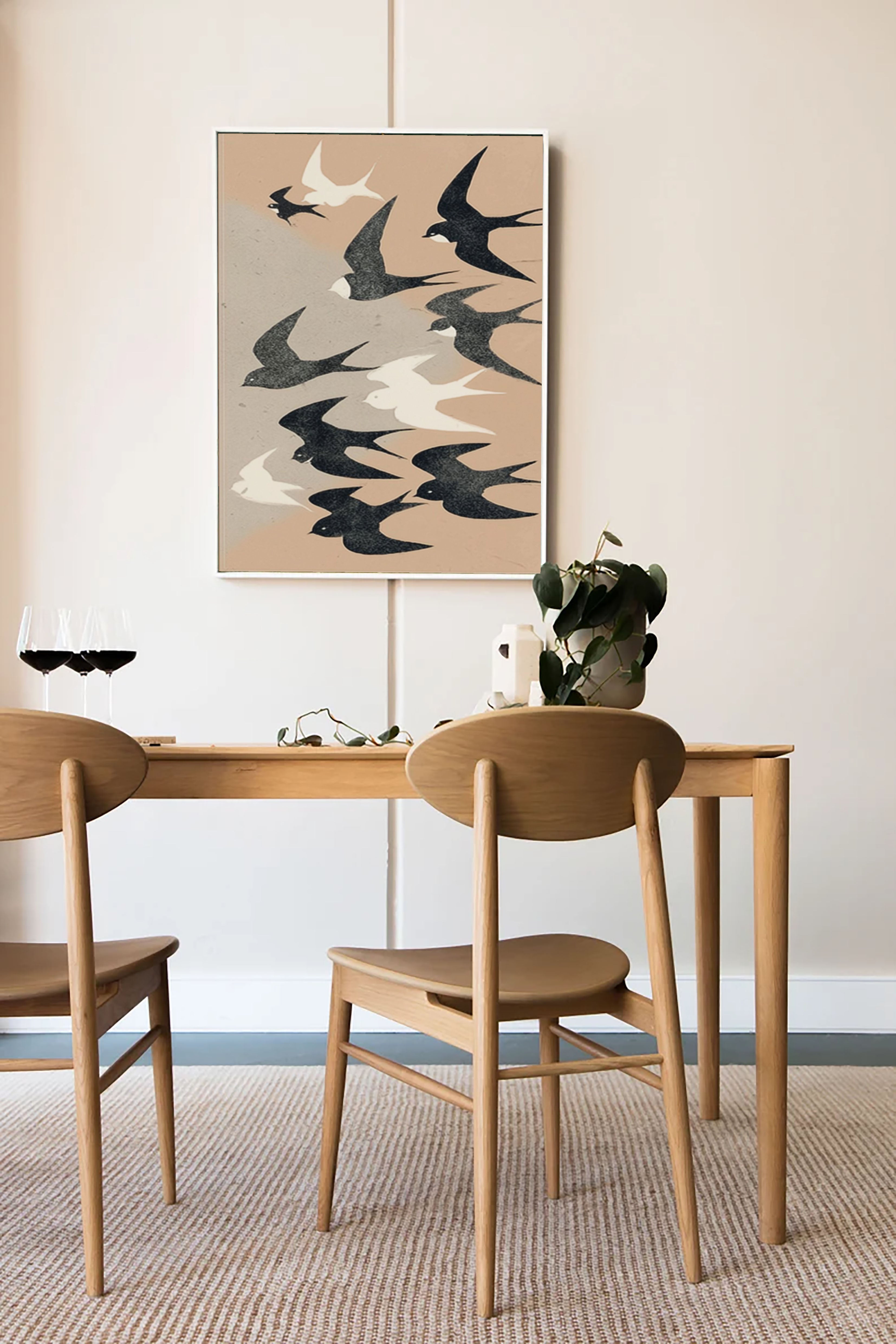 Graphic Bird Silhouette | Beige Sky