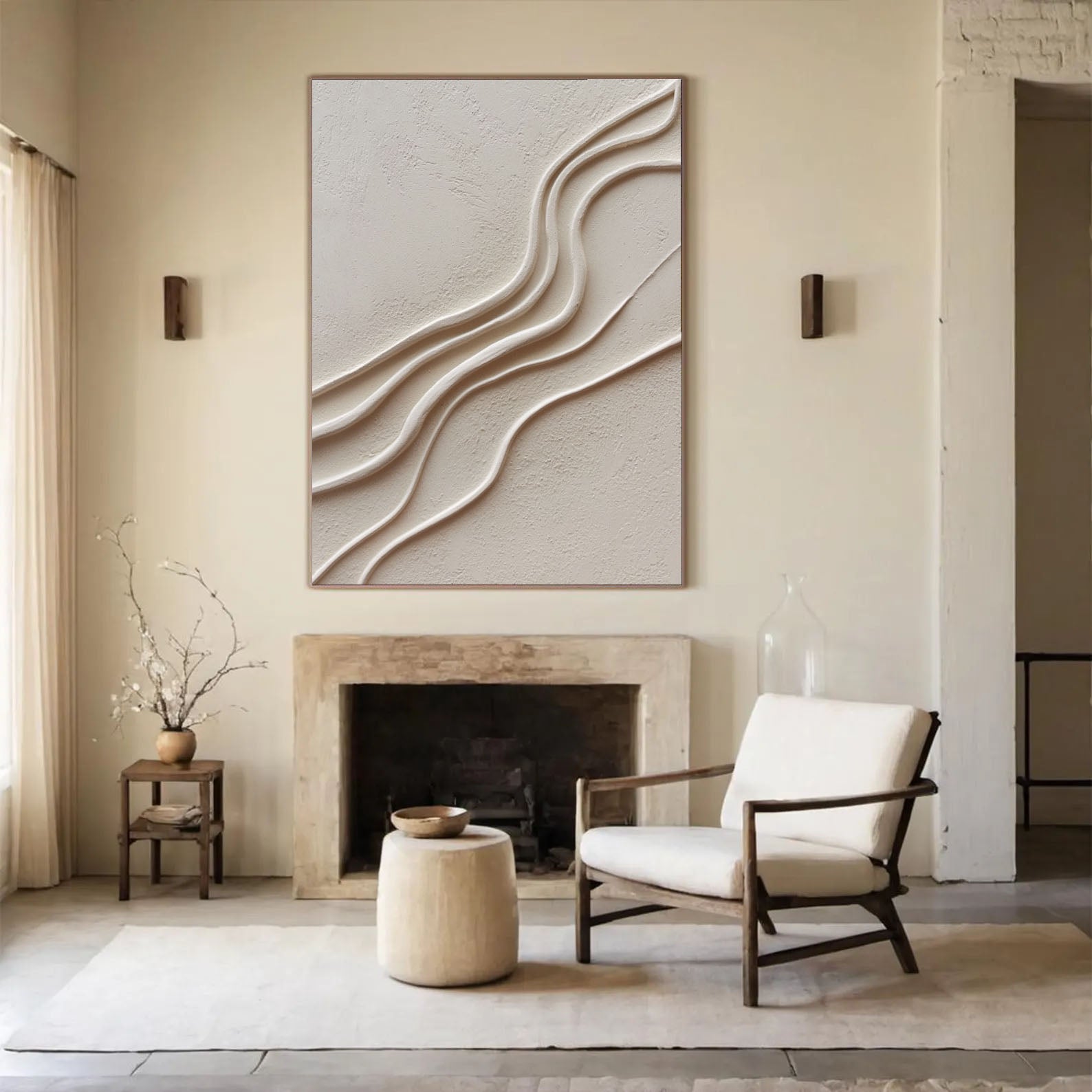 Sculptural Wave Texture | Cream White