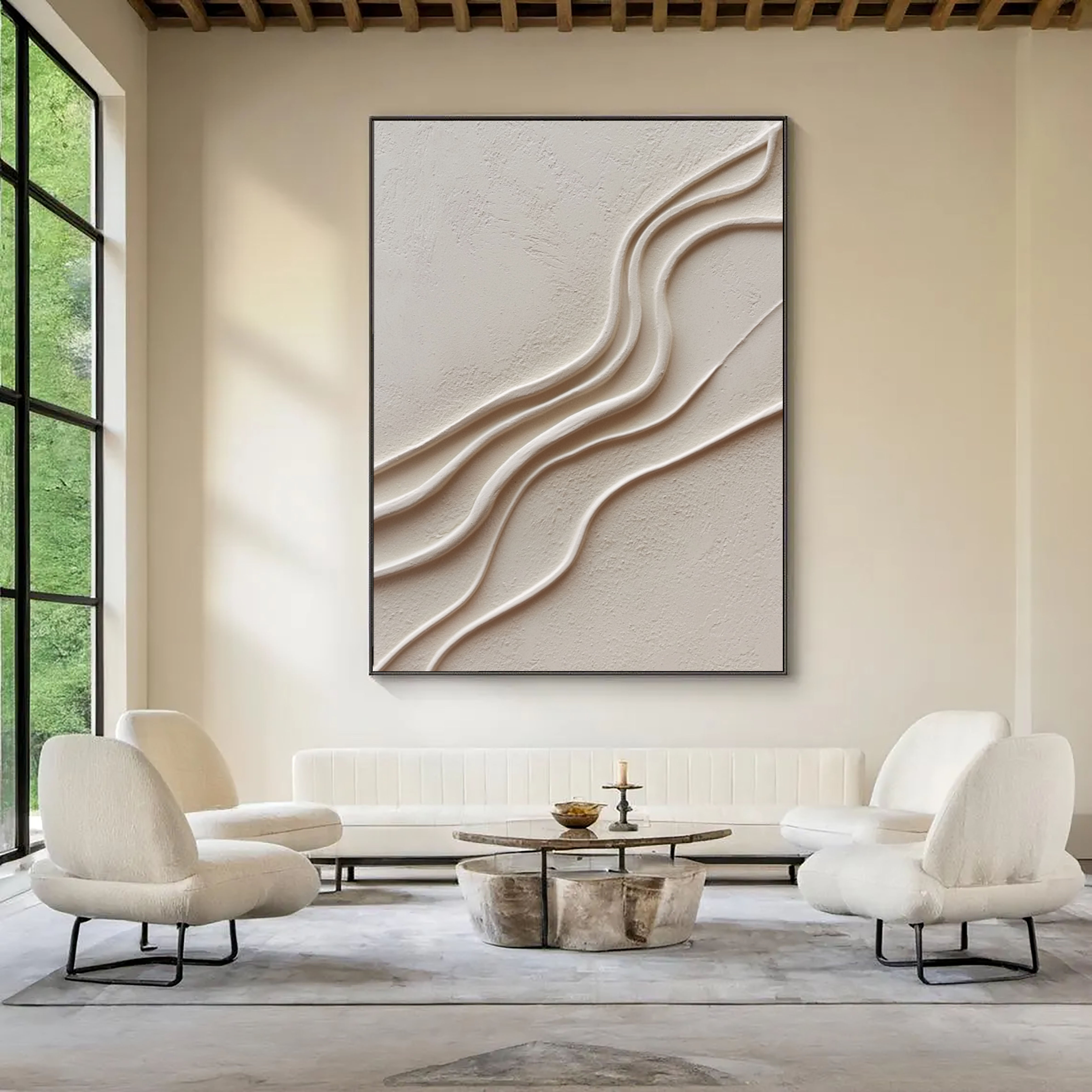 Sculptural Wave Texture | Cream White
