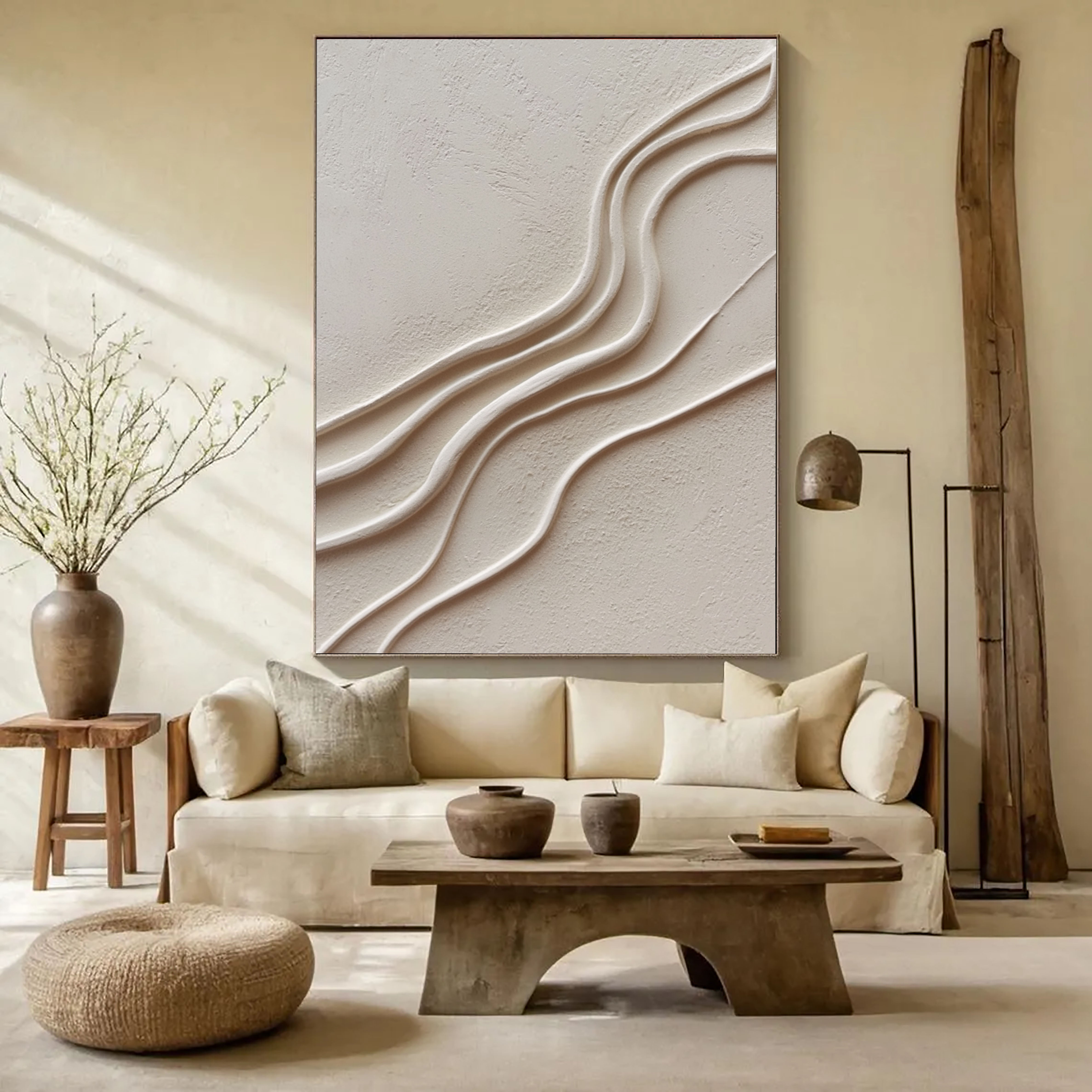 Sculptural Wave Texture | Cream White