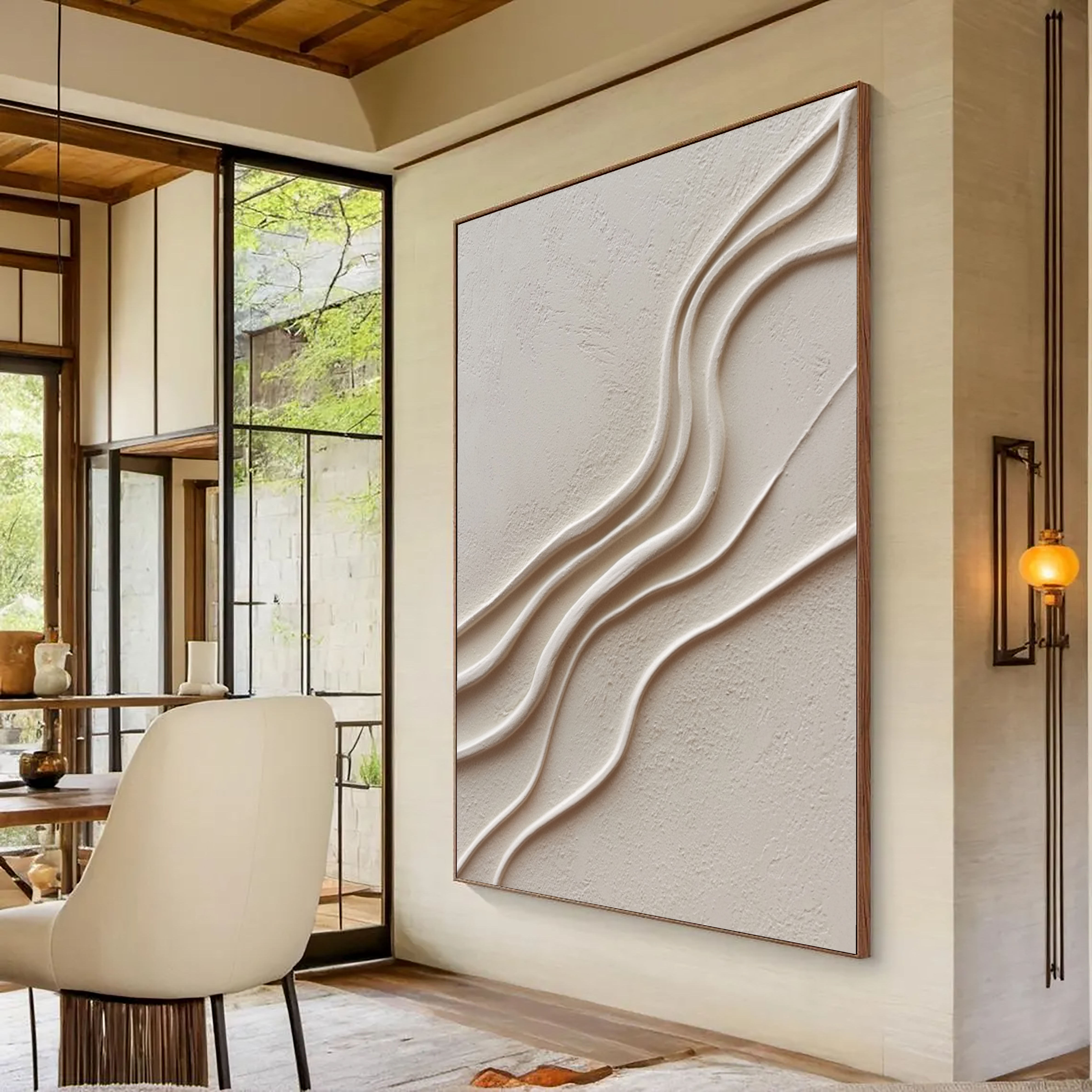 Sculptural Wave Texture | Cream White