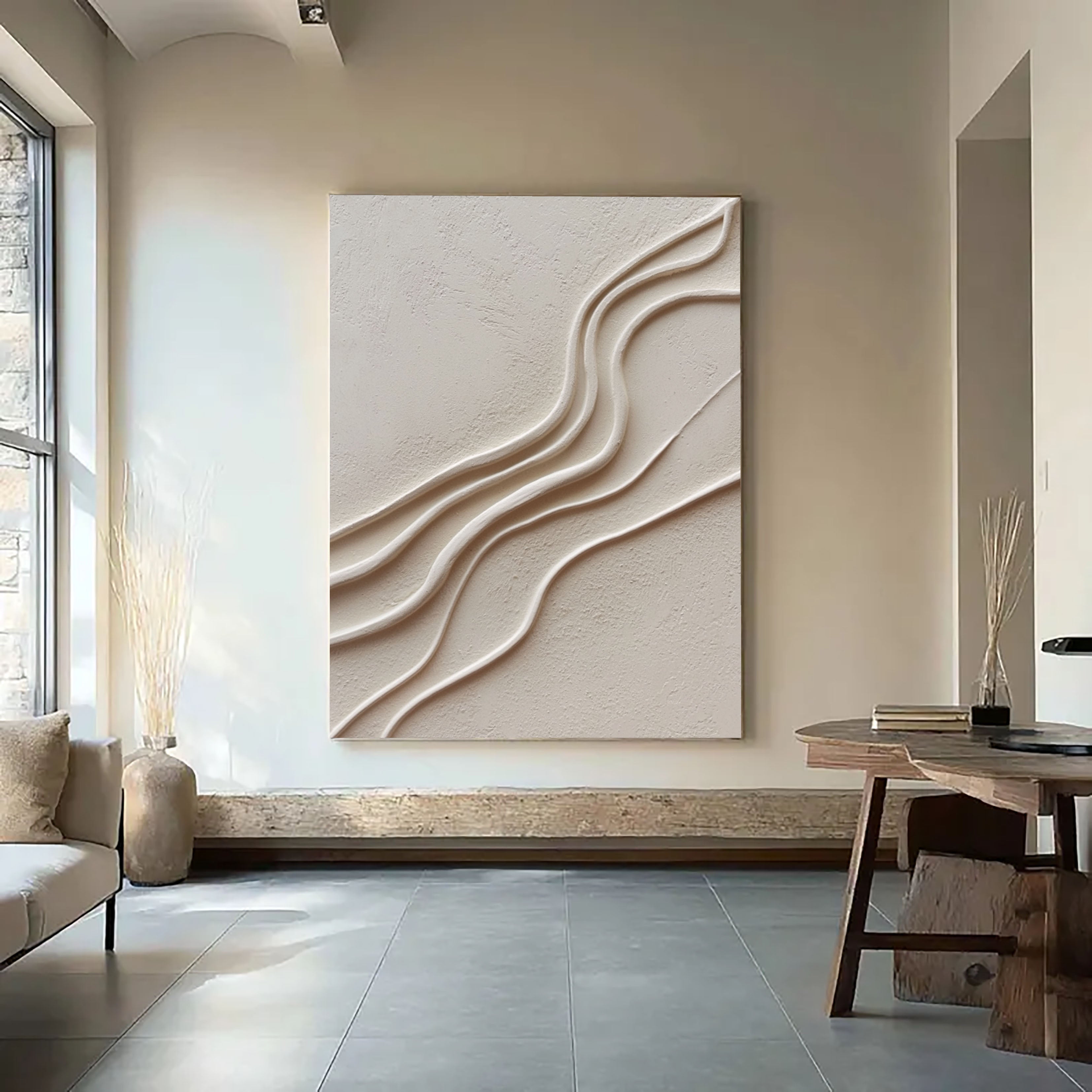 Sculptural Wave Texture | Cream White