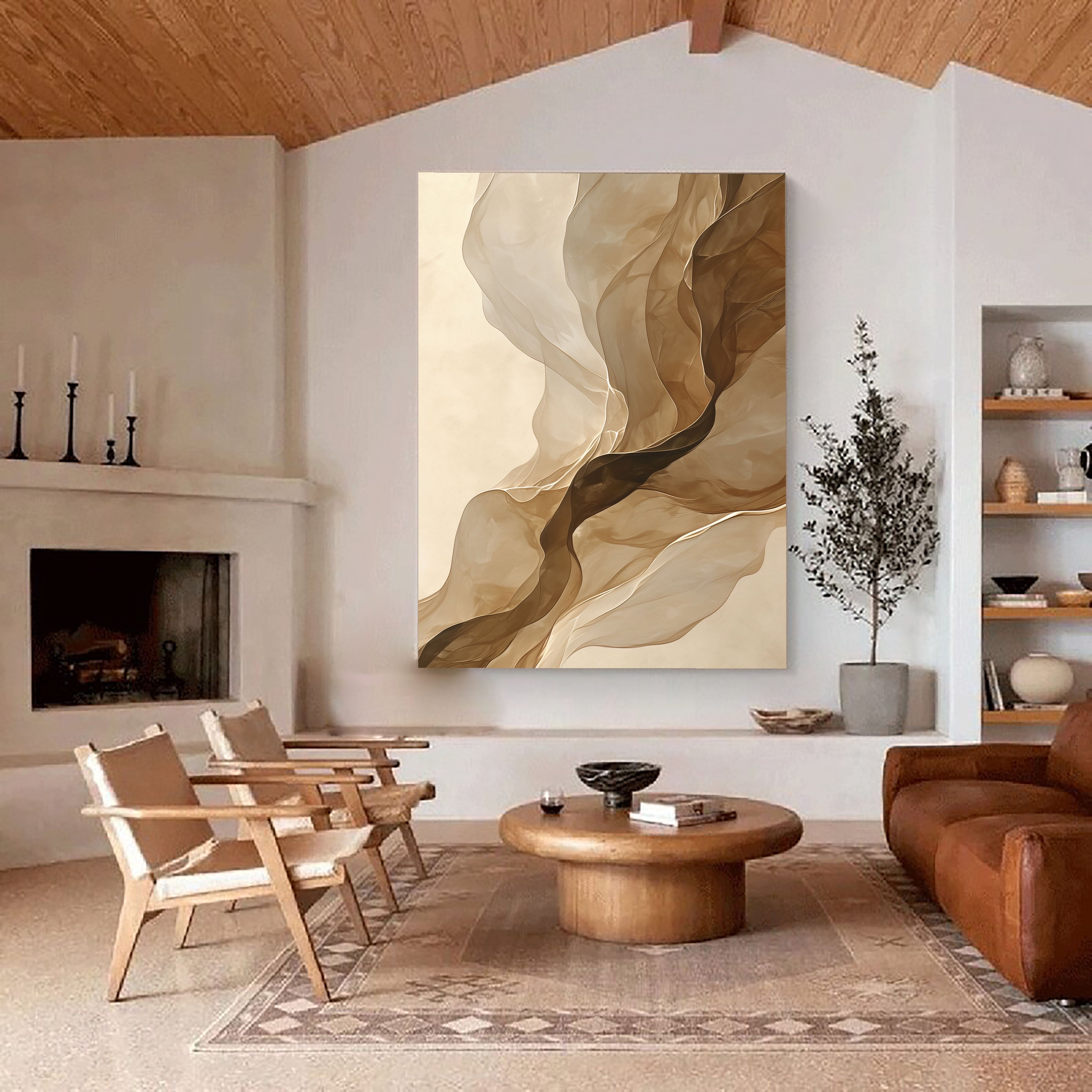 Flowing Silk Elegance | Beige Whirl