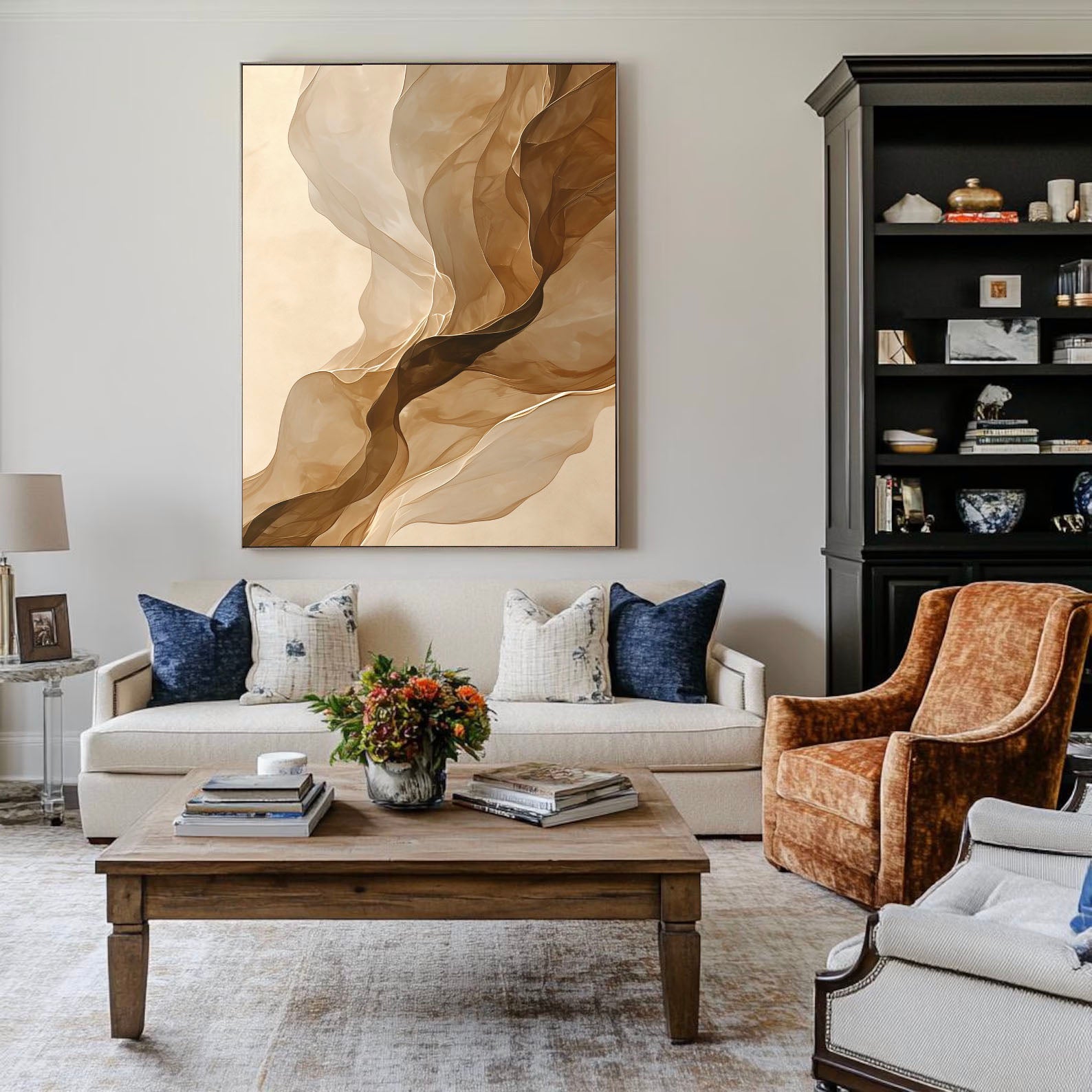 Flowing Silk Elegance | Beige Whirl