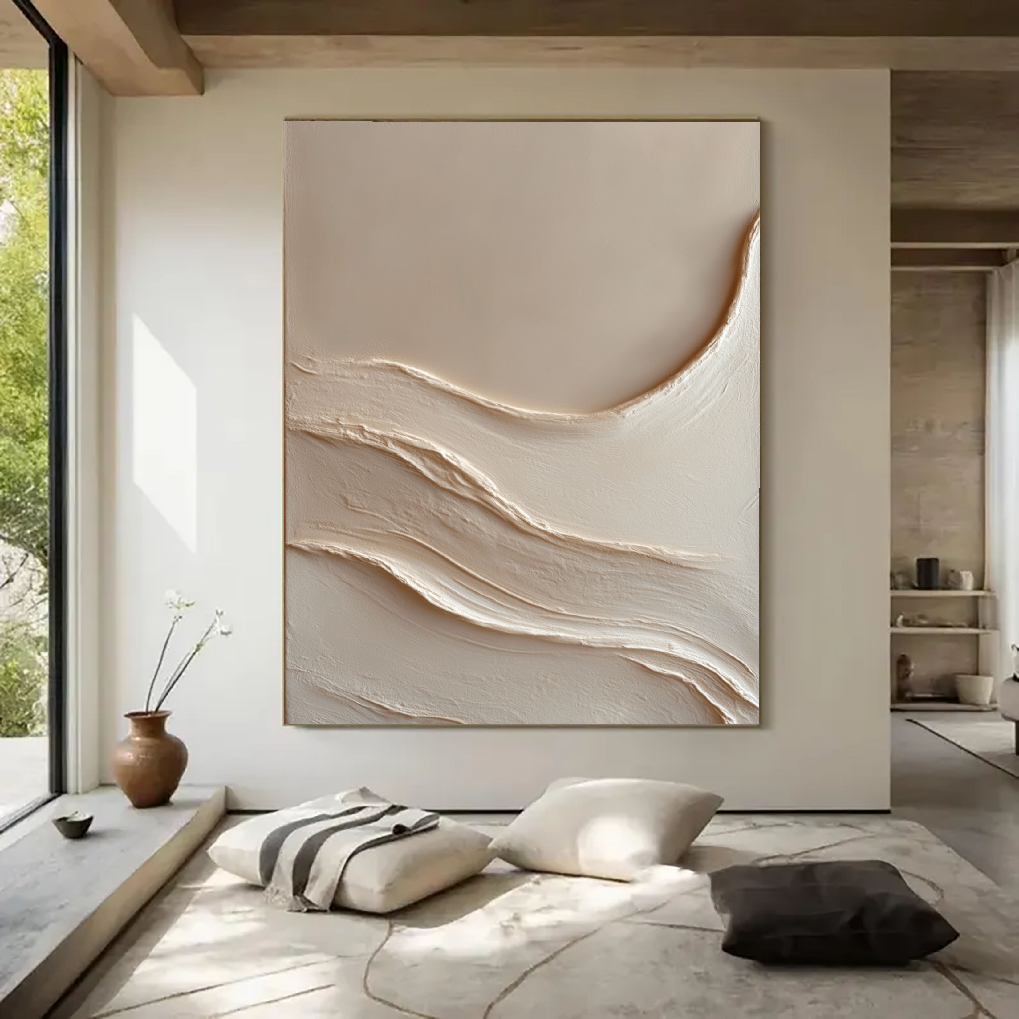 Soft Beige Relief | Wavy Texture