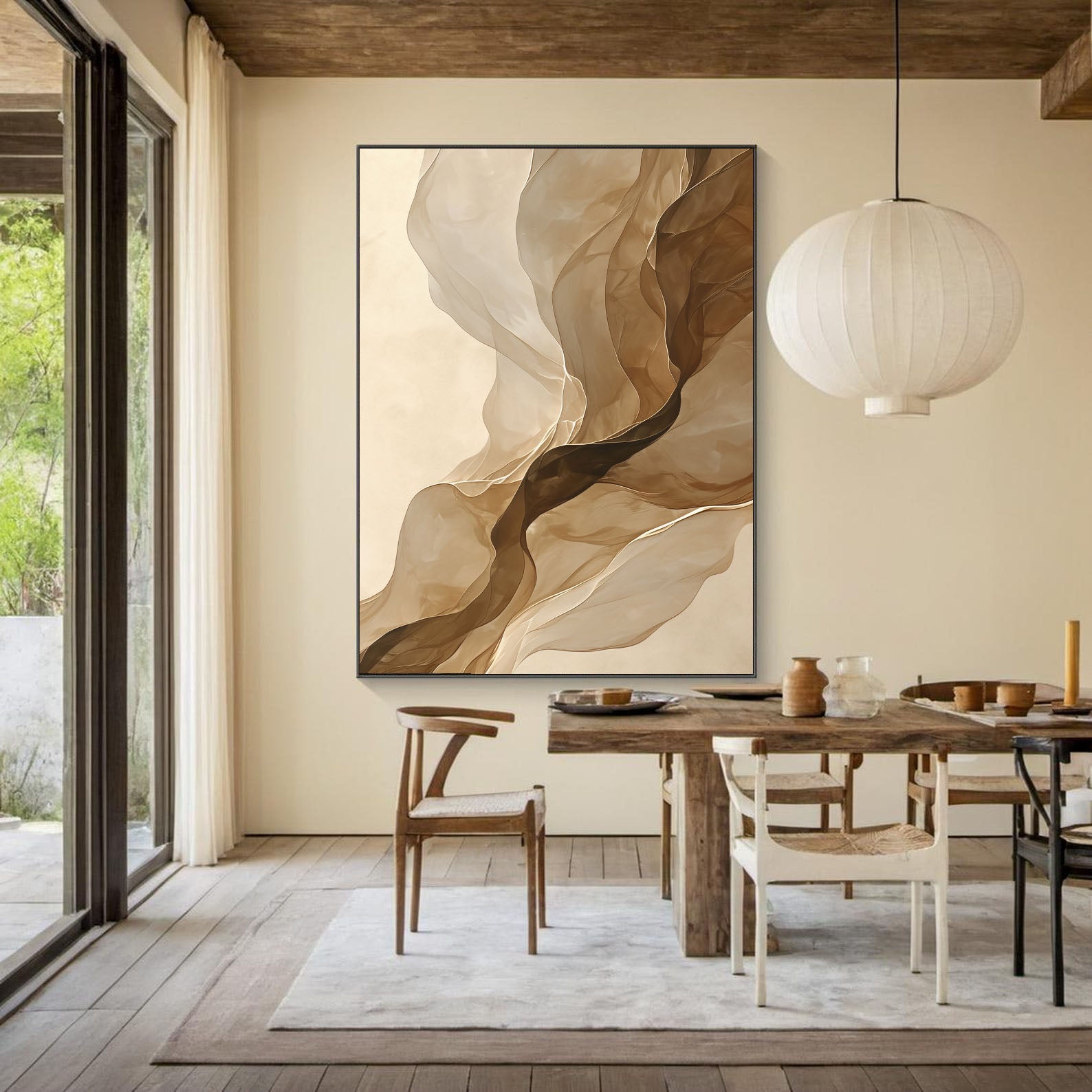 Flowing Silk Elegance | Beige Whirl