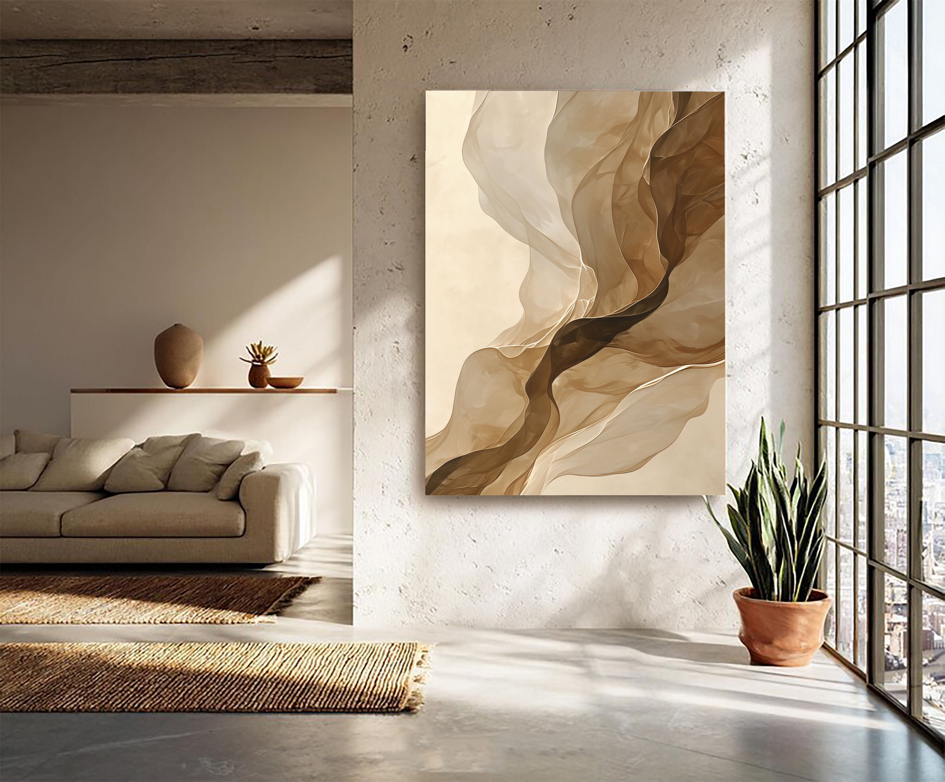 Flowing Silk Elegance | Beige Whirl