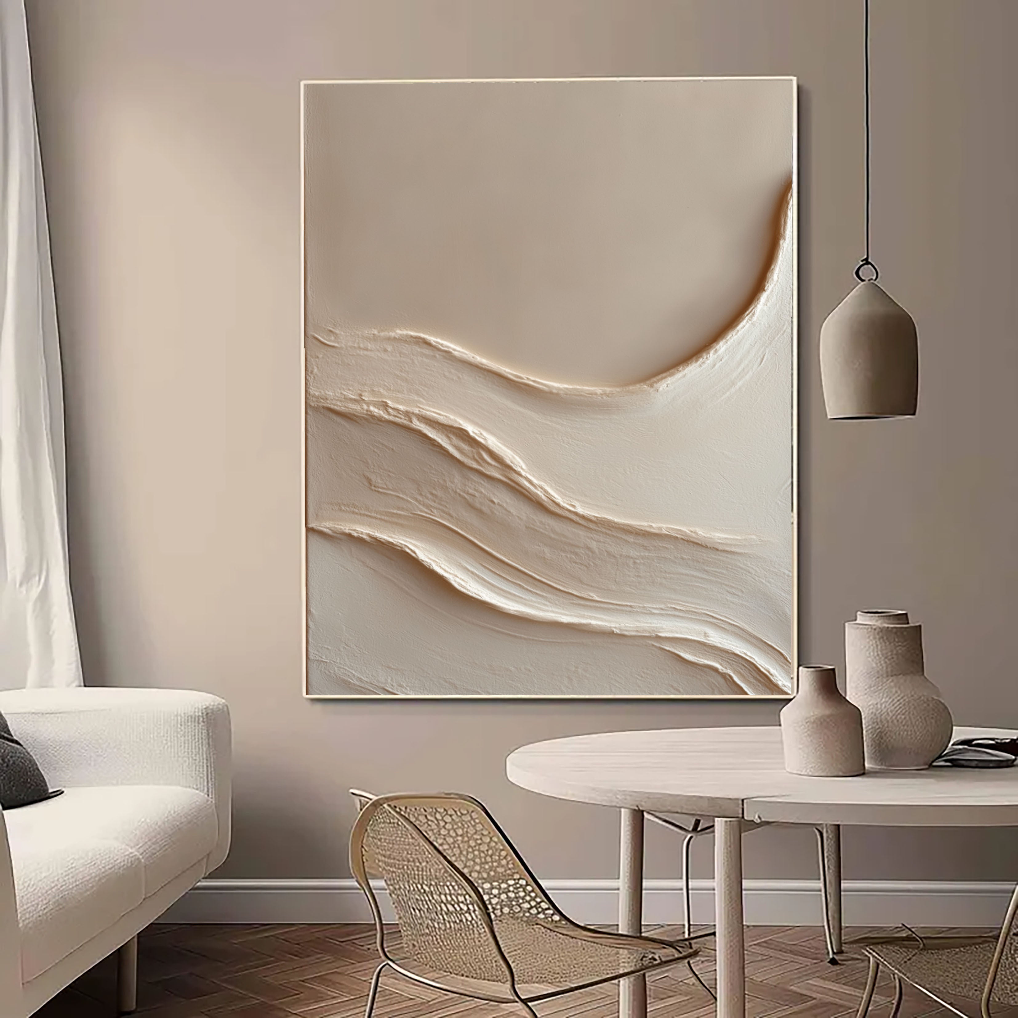 Soft Beige Relief | Wavy Texture