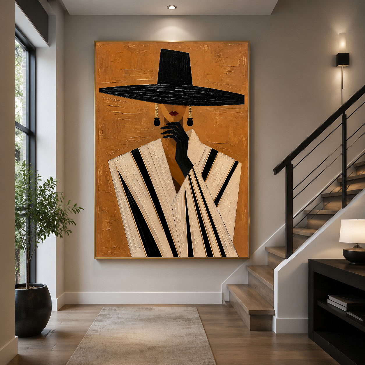 Contemporary Luxe Art | Hat & Striped Poise