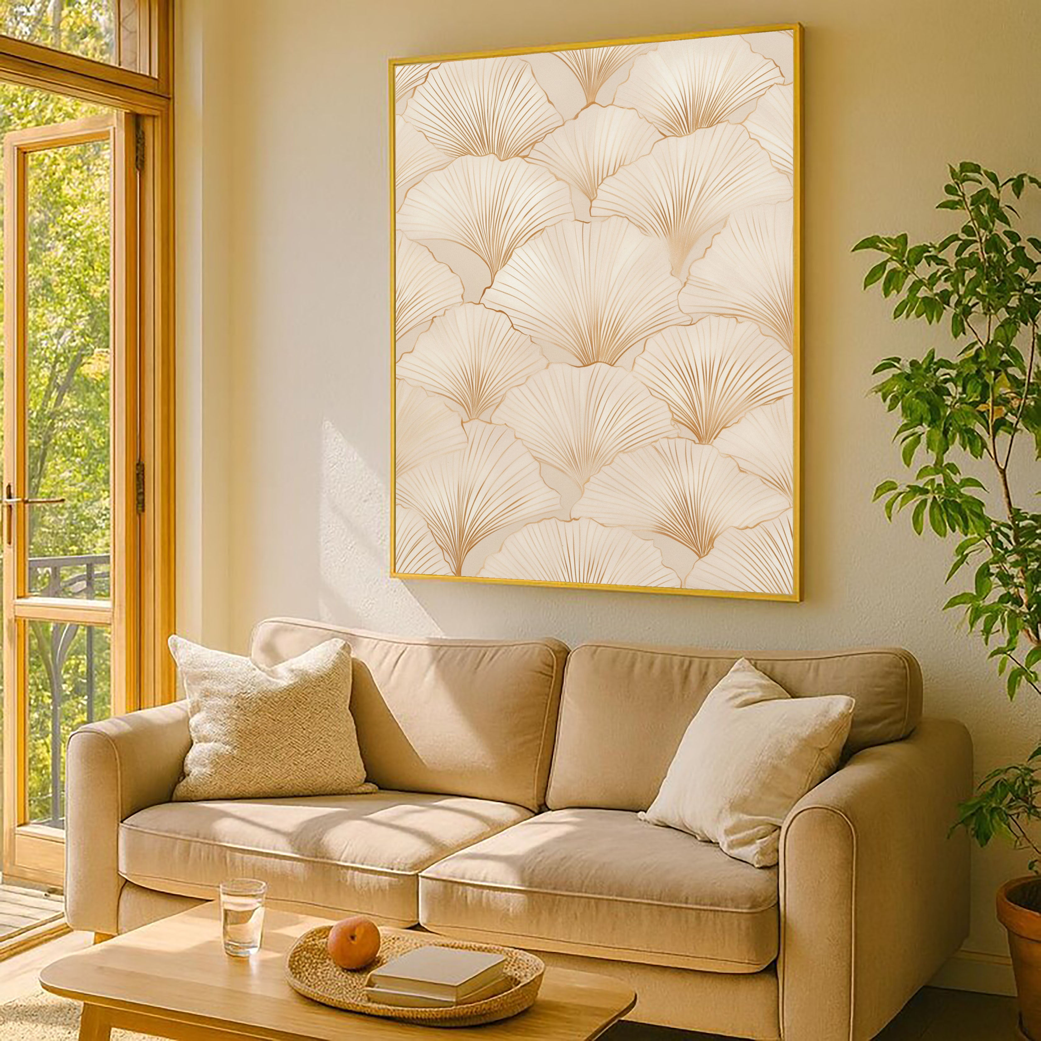 Textured Botanical Elegance | Beige Leaves