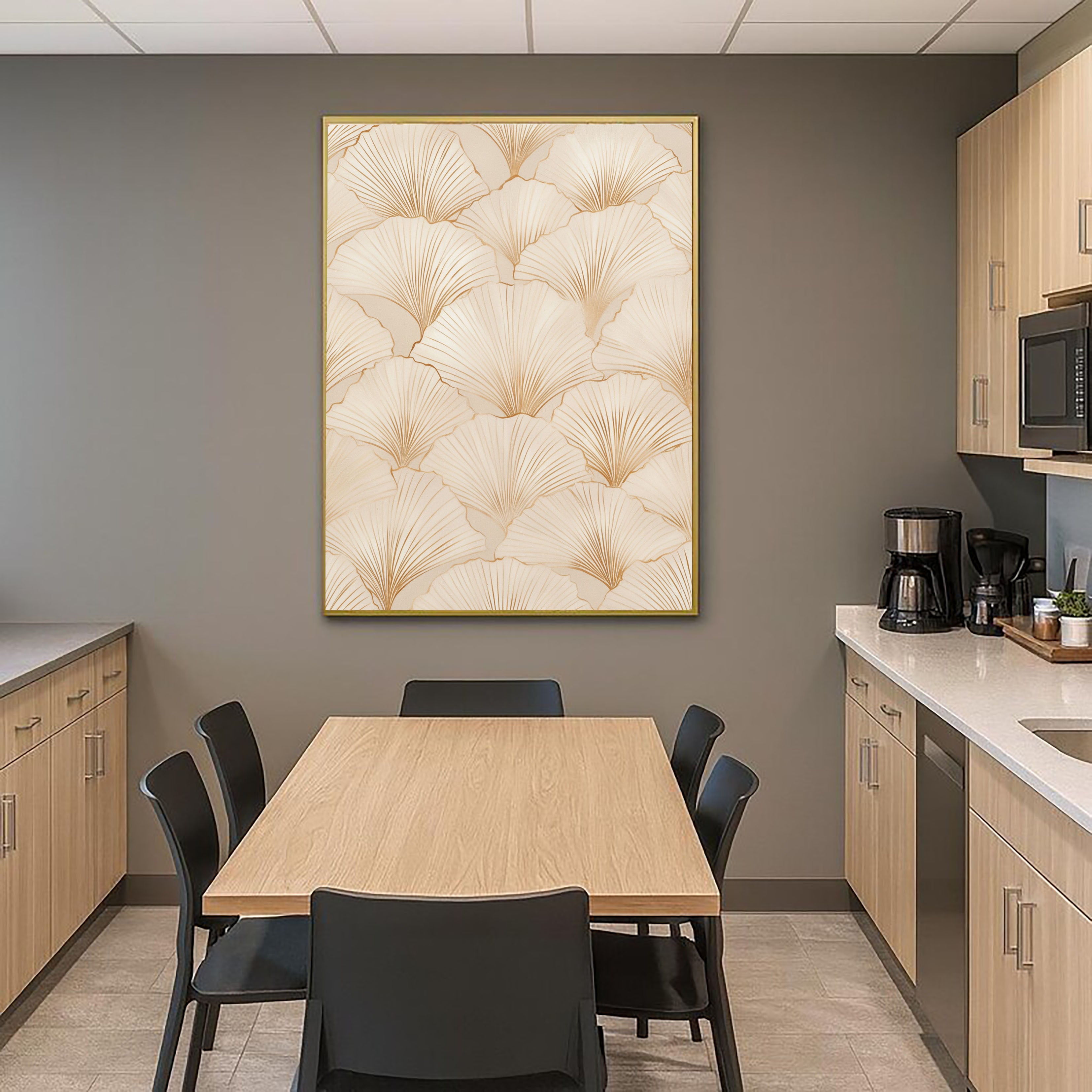 Textured Botanical Elegance | Beige Leaves