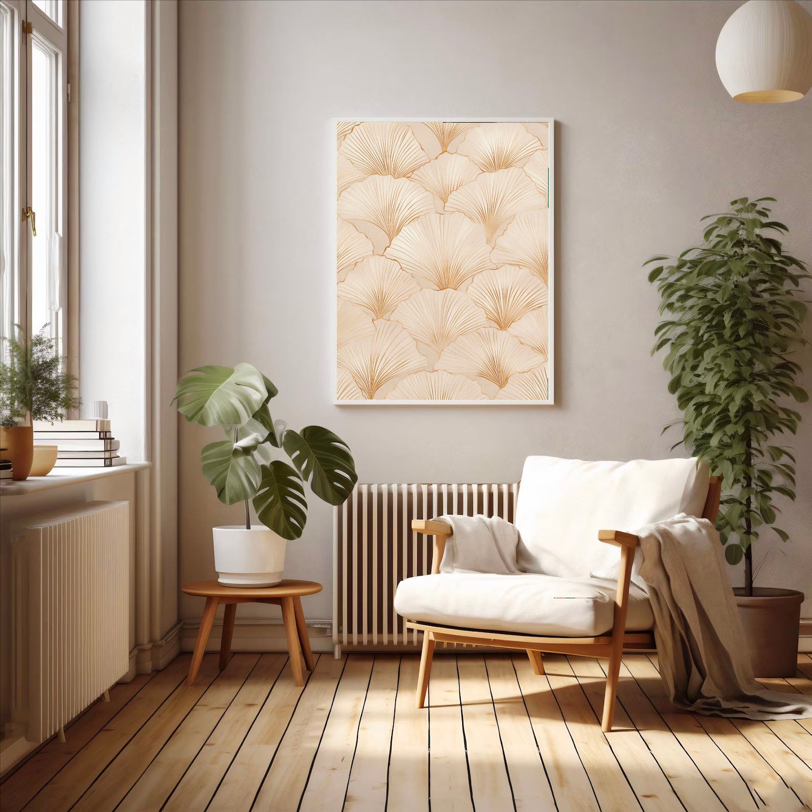 Textured Botanical Elegance | Beige Leaves