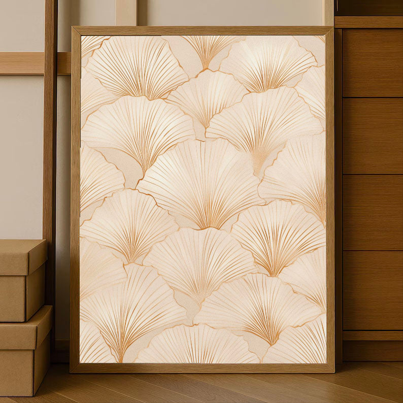 Textured Botanical Elegance | Beige Leaves
