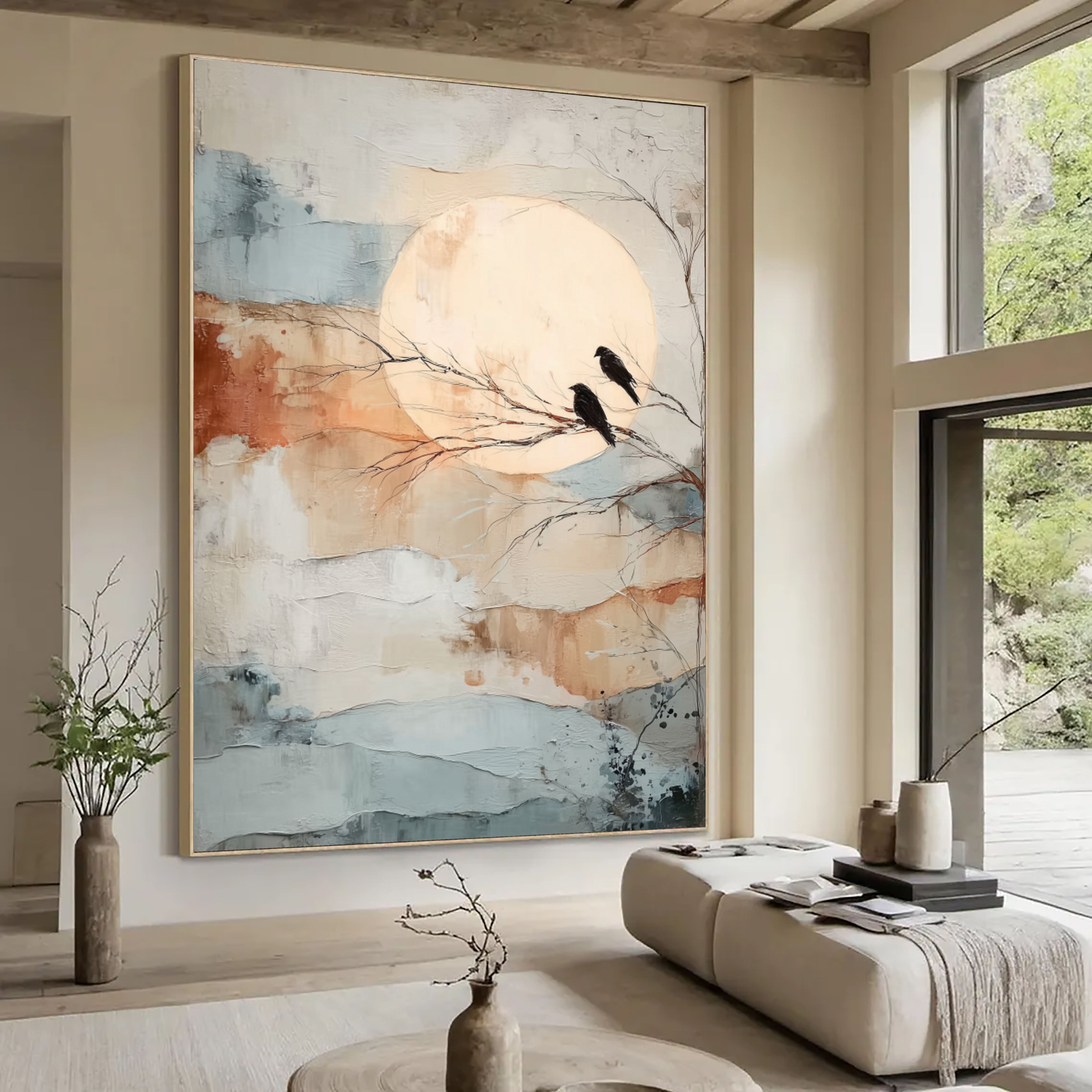 Serene Moonlit Silhouette | Bird Duo