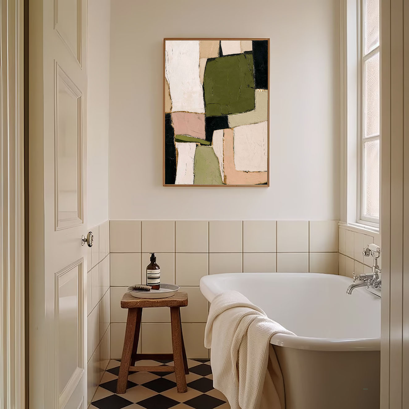 Textured Geometric Harmony | Olive Blush