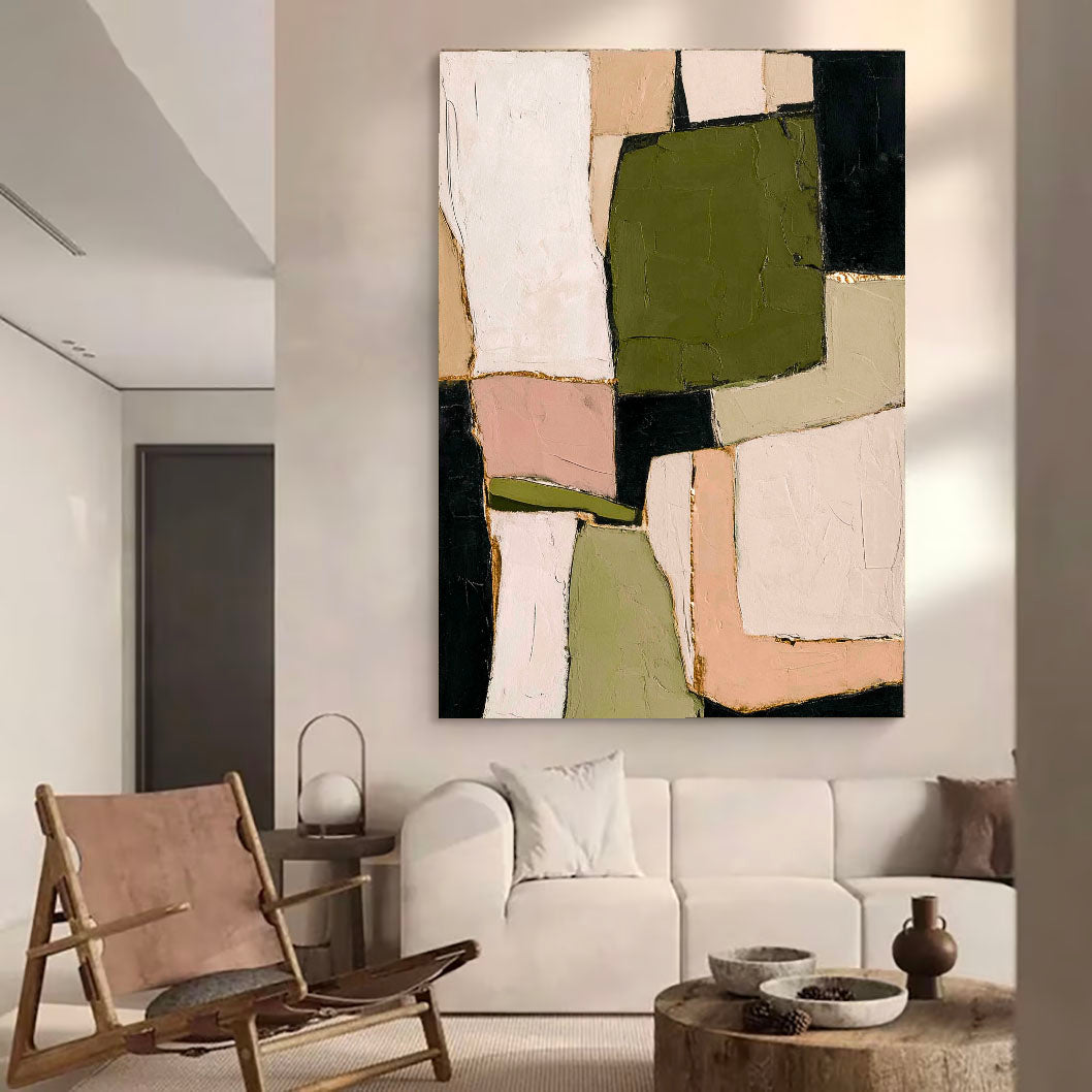 Textured Geometric Harmony | Olive Blush