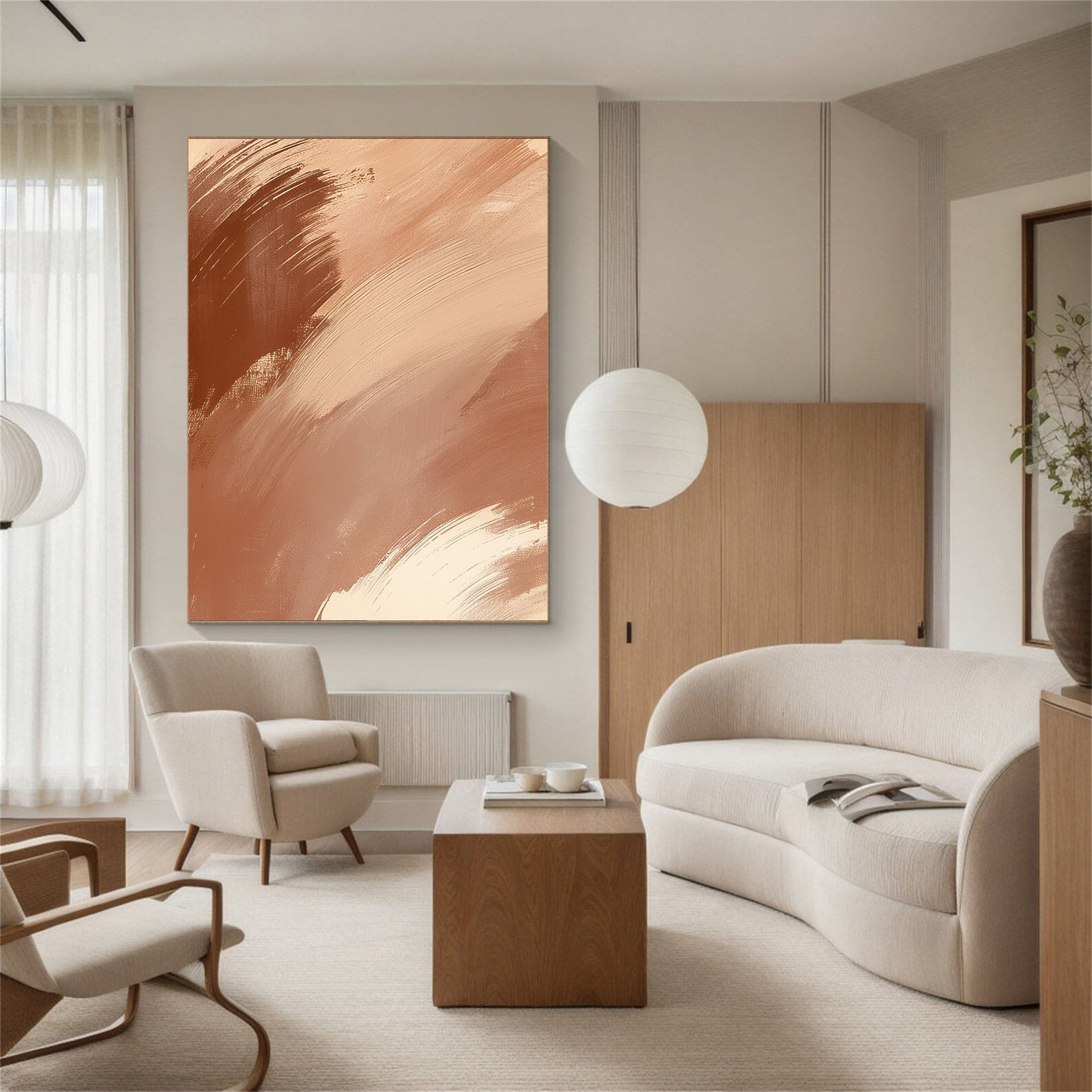 Brushstroke Copper Elegance | Rose Glow