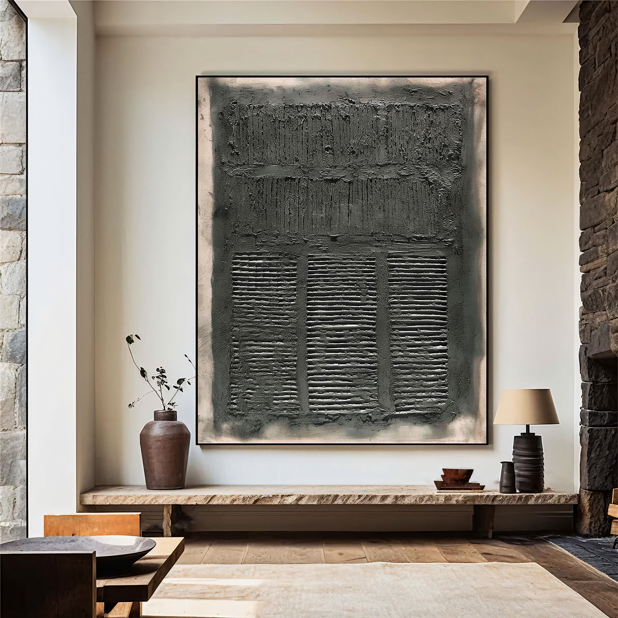 Textured Grid Mystery | Grey Black