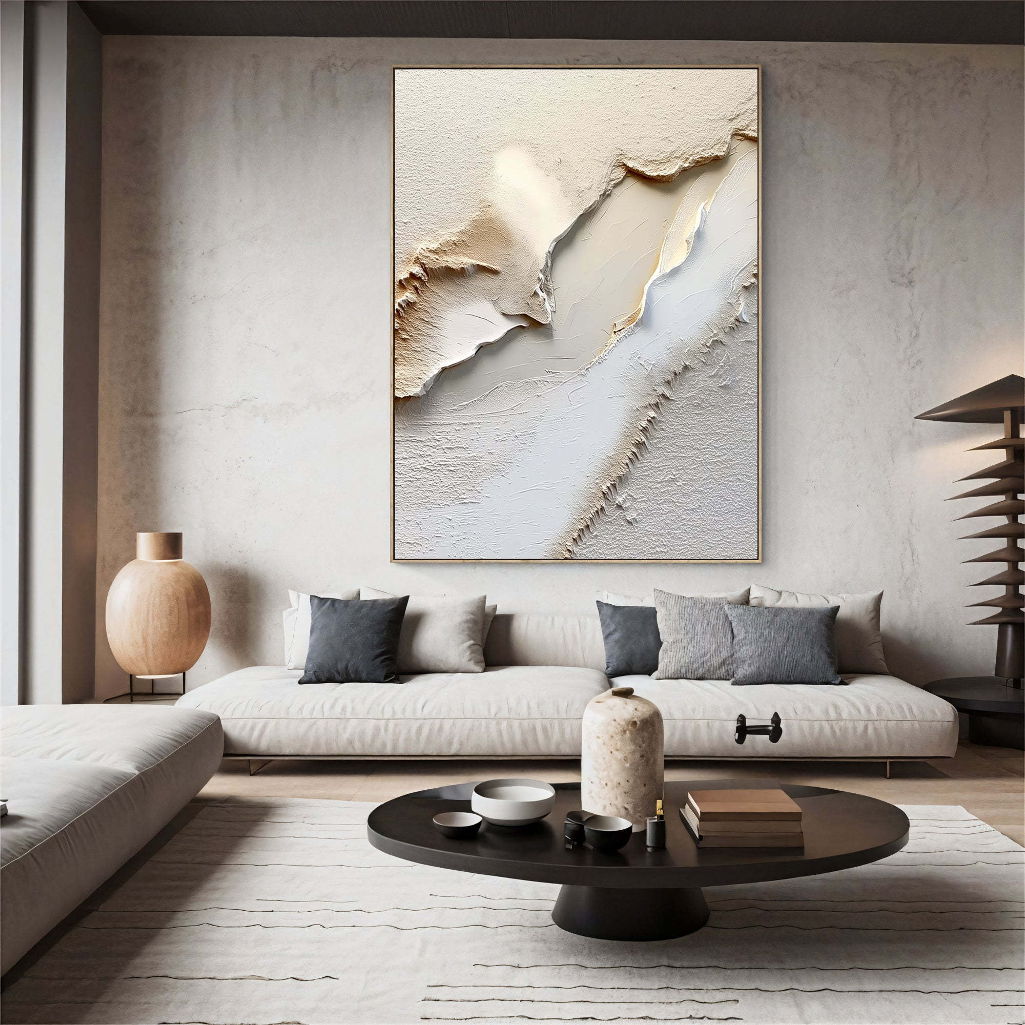 Textured Cream Undulation | Gilded Edges