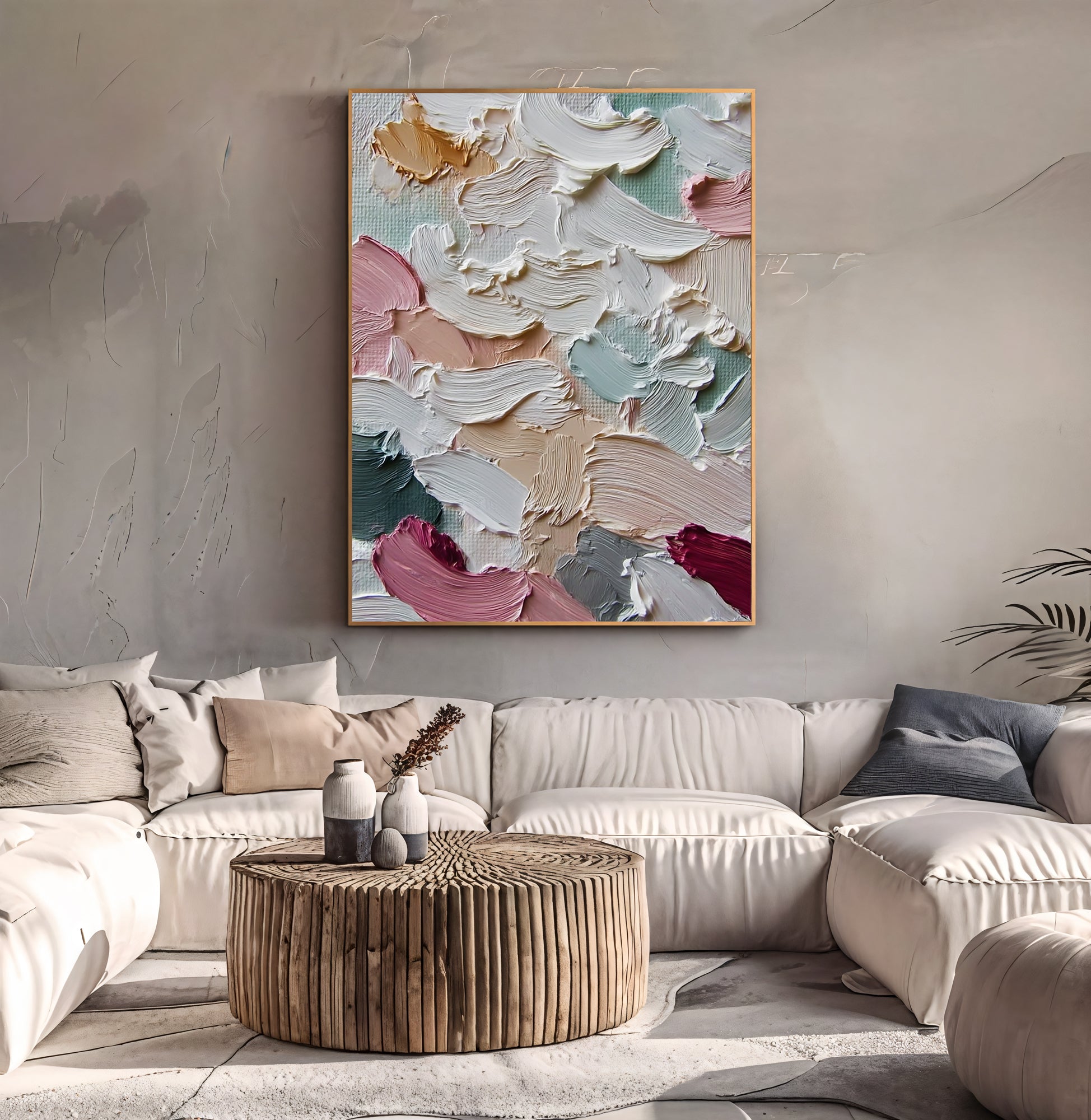 Textured Pastel Undulations | Rouge Accents