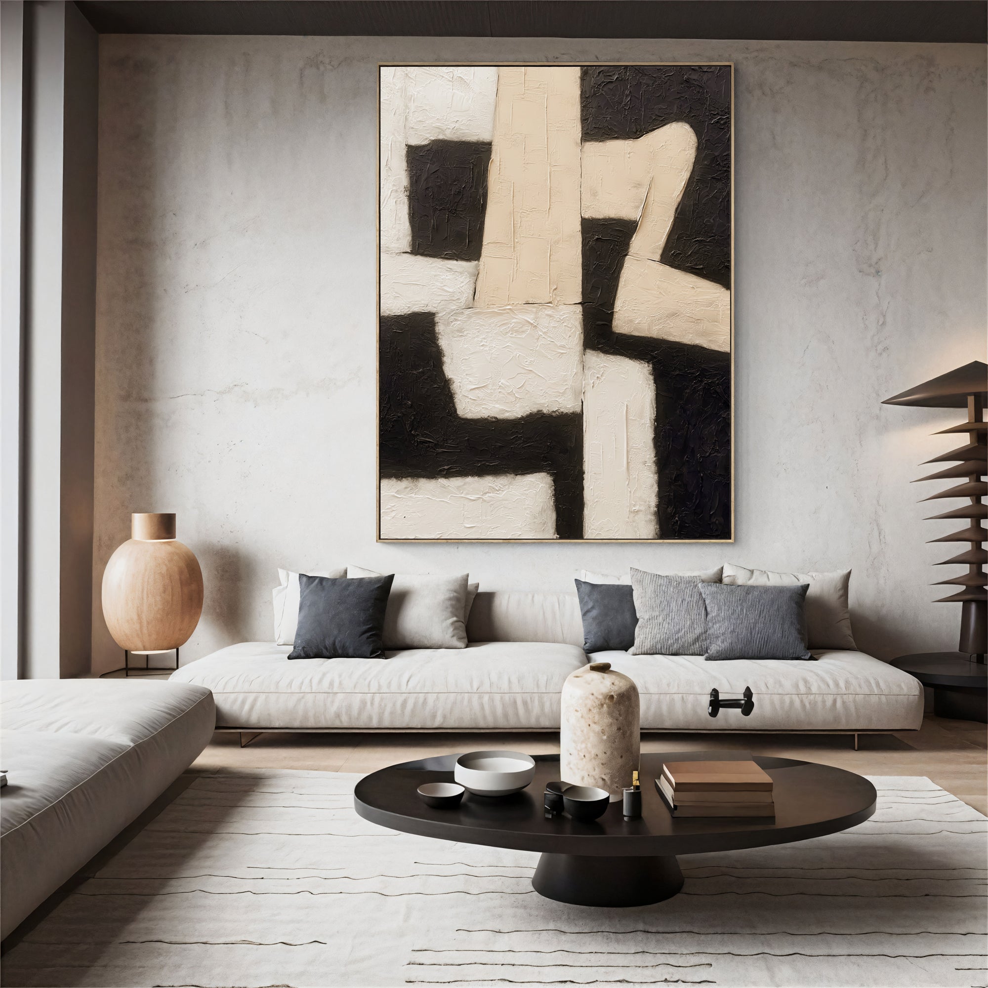 Impasto Monochrome Geometries | Ebony Contrasts