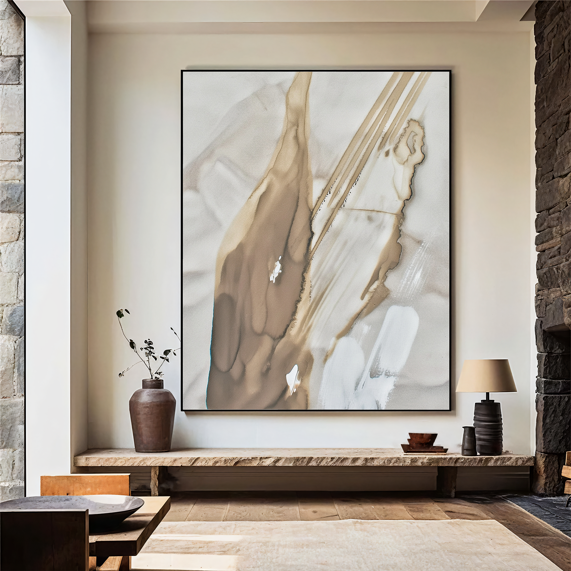 Textured Abstract Luxury | Beige White