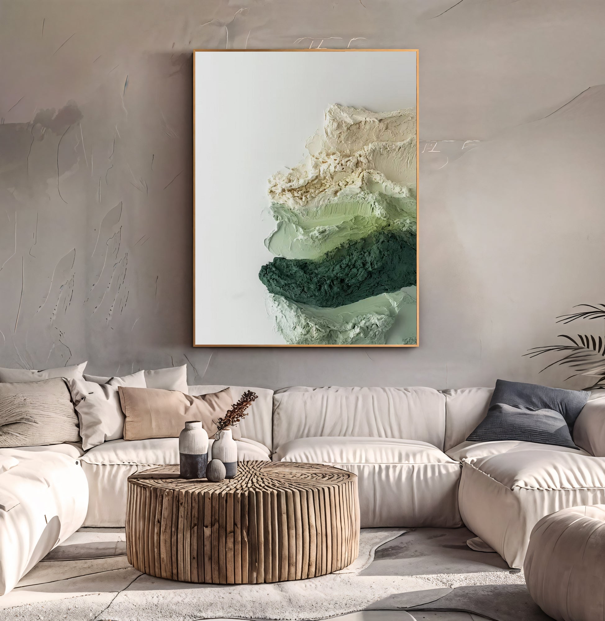 Textured Verdant Gradients | Ivory Crescents
