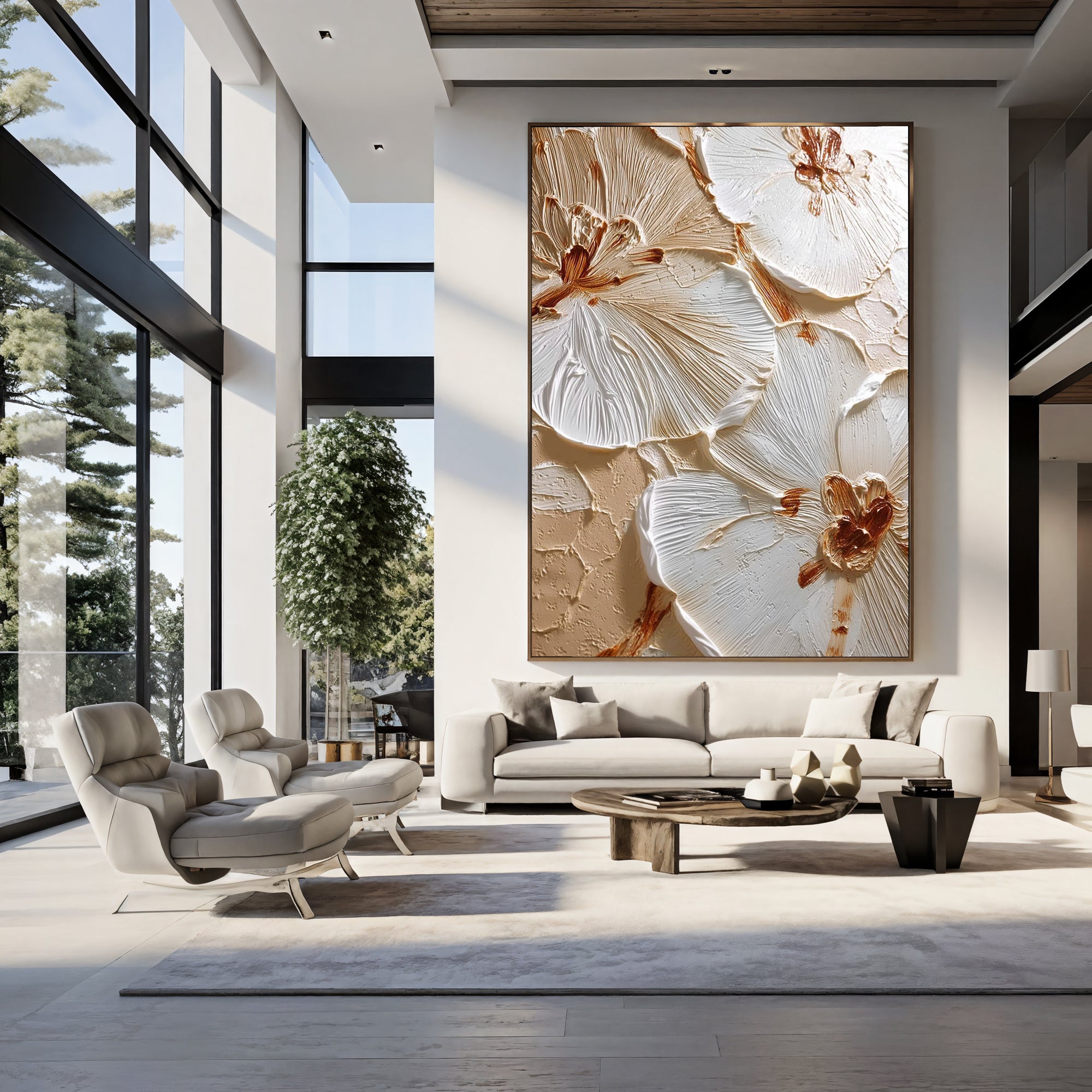 Textured Petal Splendor | Cream Blossoms