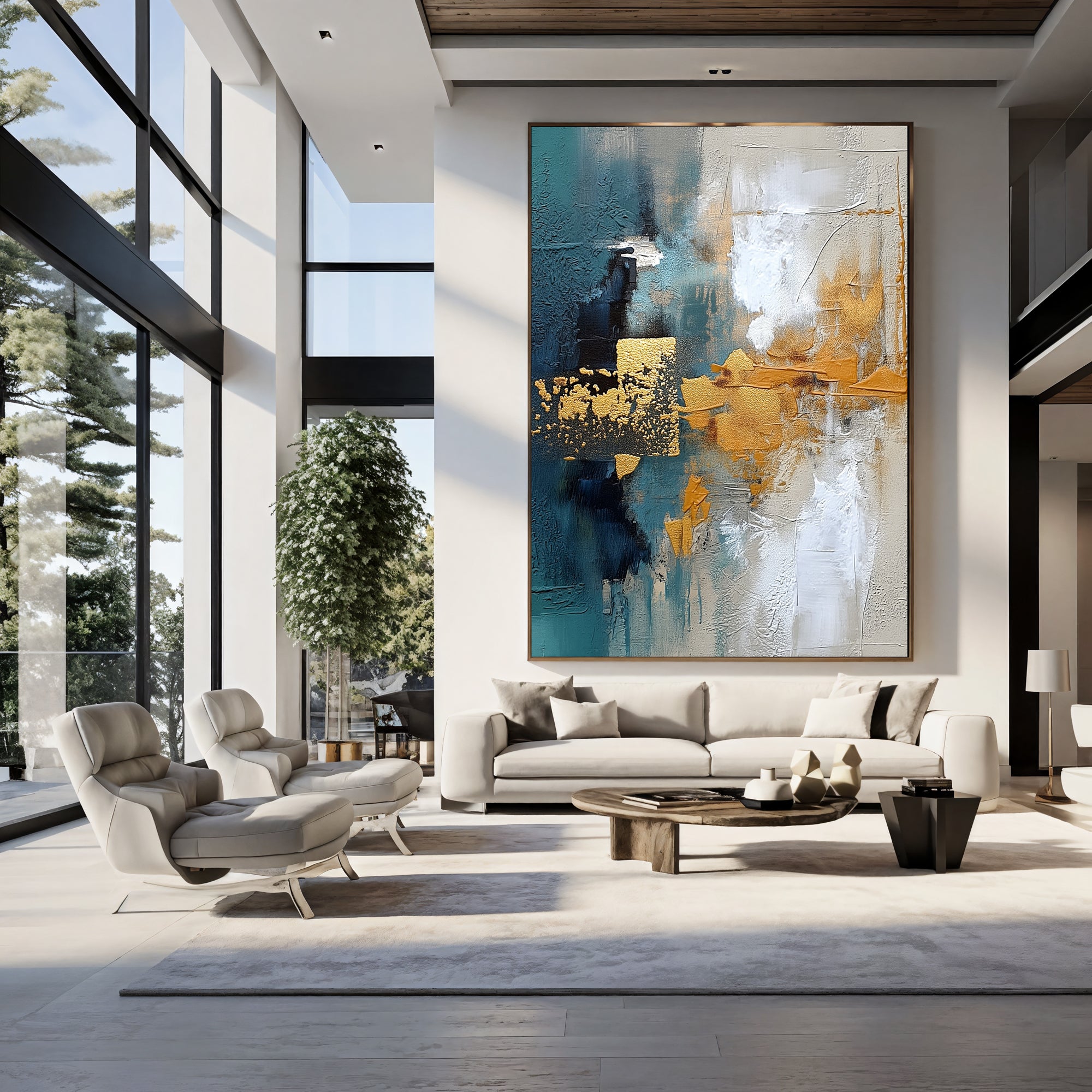 Textured Abstract Opulence | Blue Gold