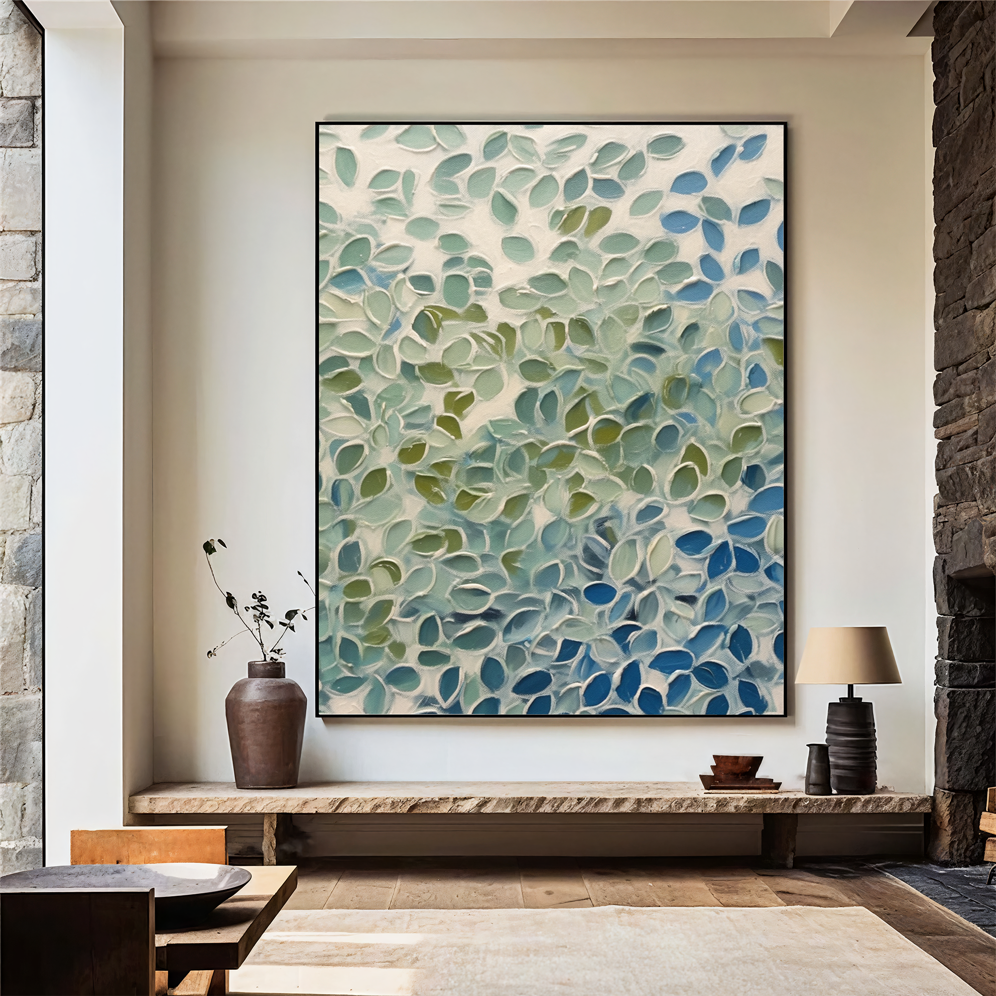 Textured Leaf Abundance | Blue Green