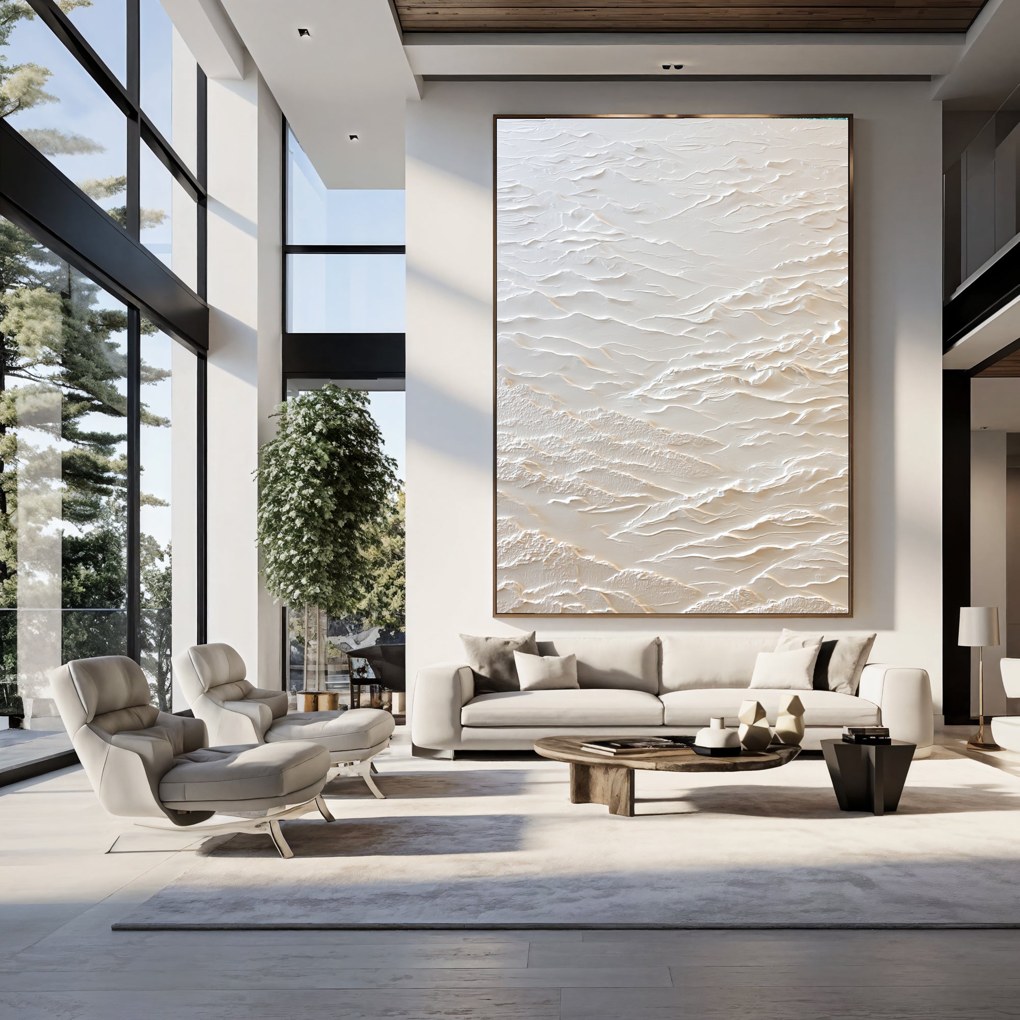 Textured Ivory Undulations | White Ridges