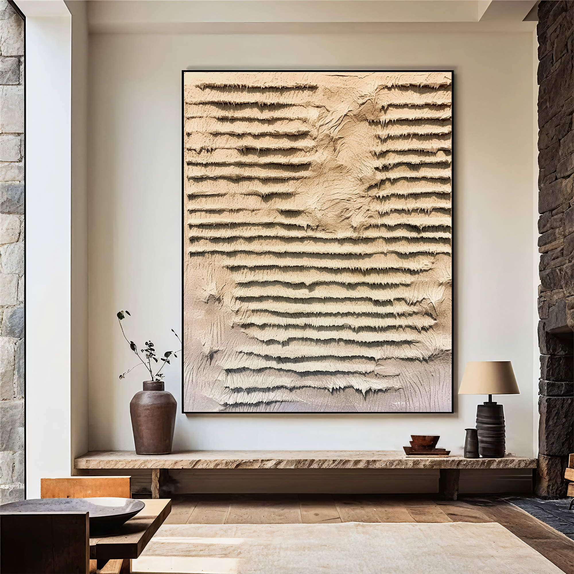 Textured Layered Depth | Beige Grey