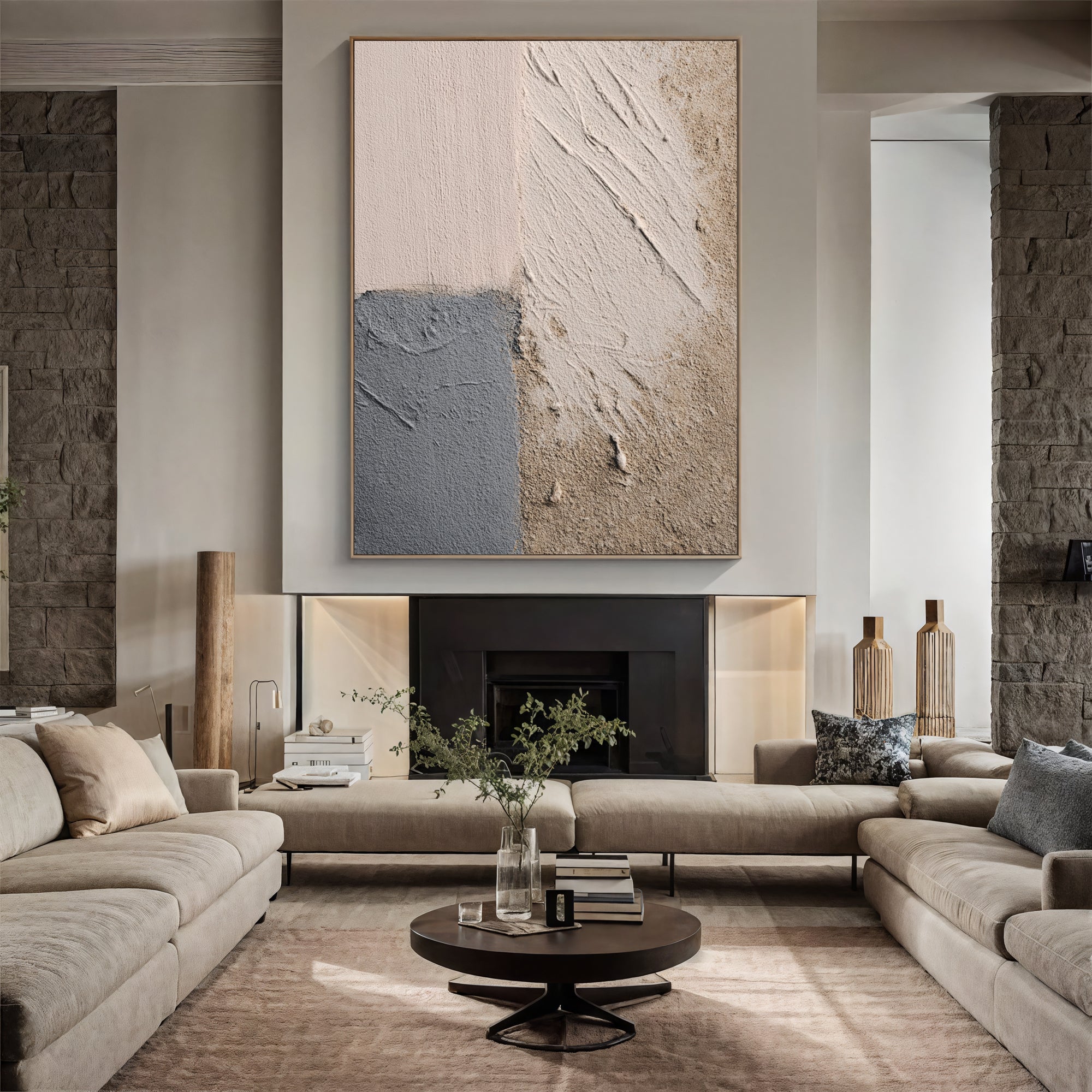 Textured Earthy Serenity | Beige Grey