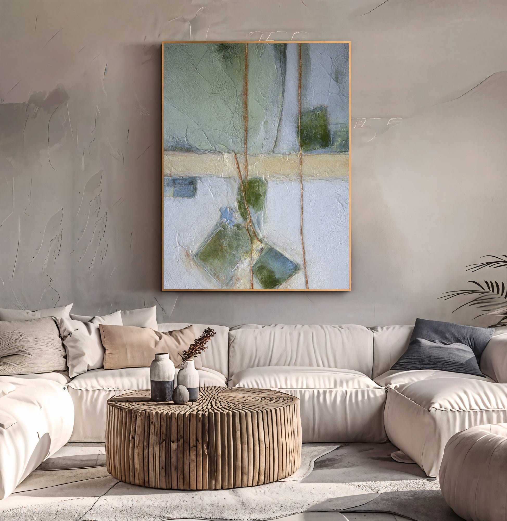 Textured Abstract Opulence | Sage Gold