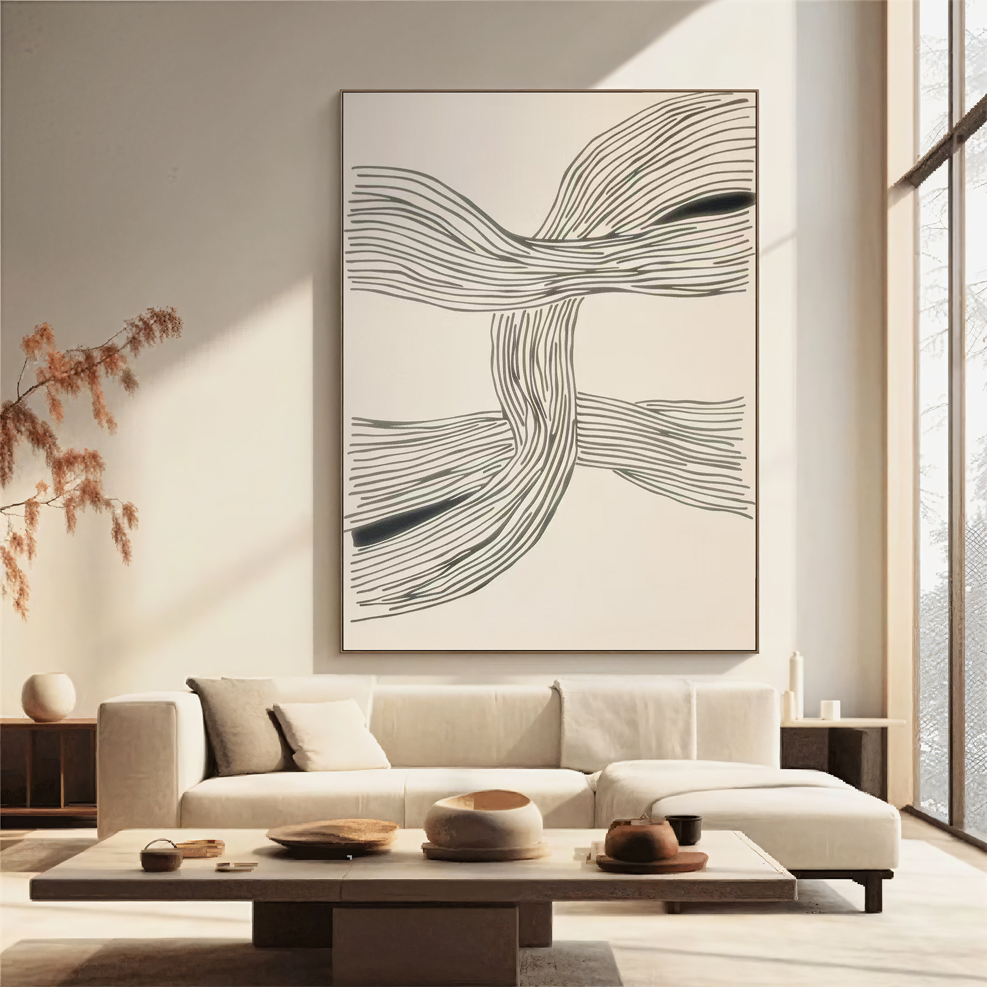 Textured Line Dynamism | Grey Beige