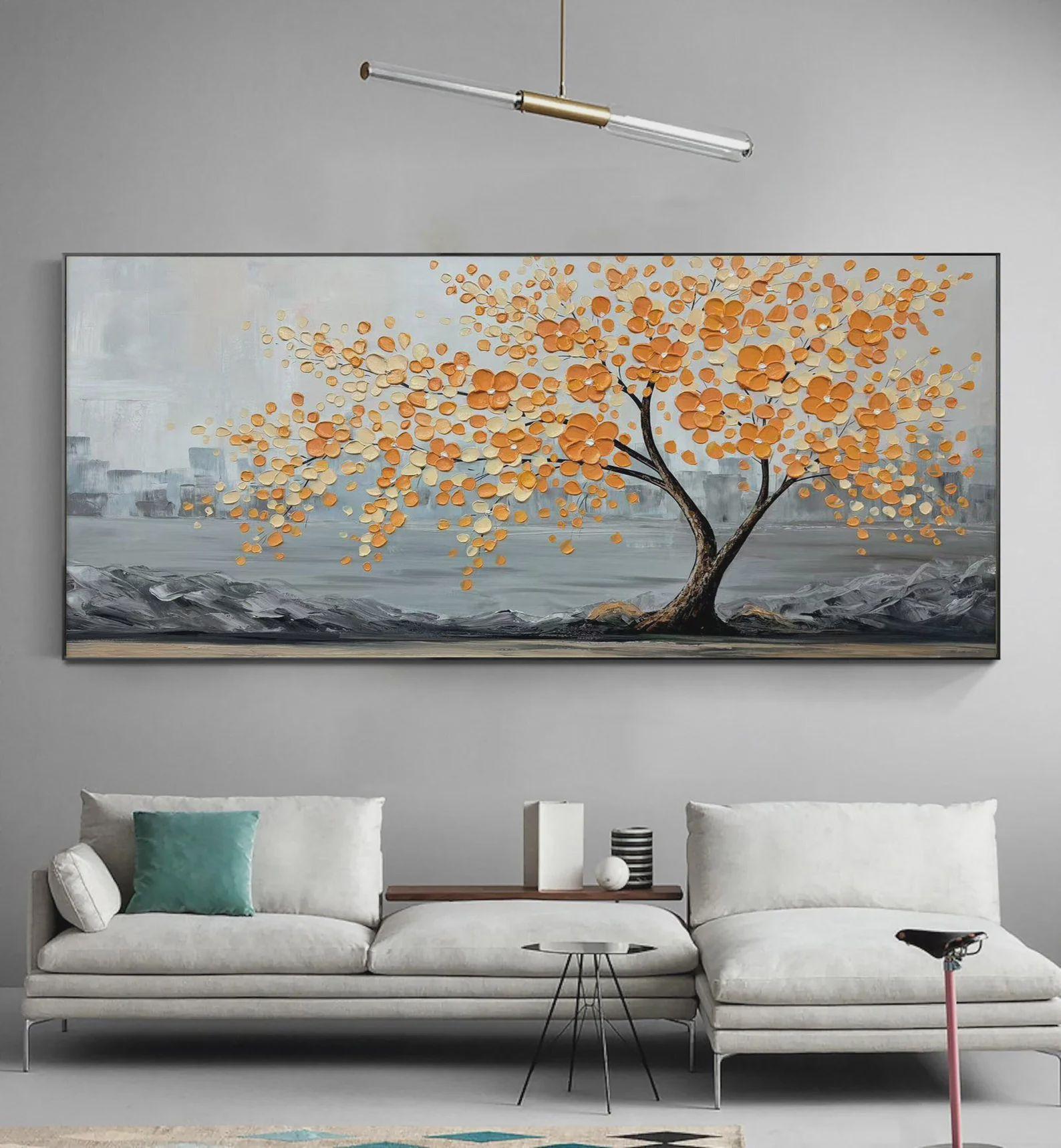 Textured Tree Opulence | Orange Gray