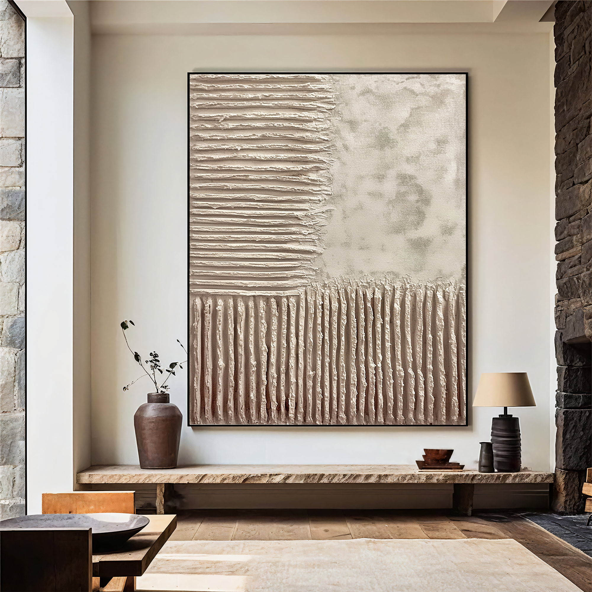 Textured Block Sophistication | Beige Taupe