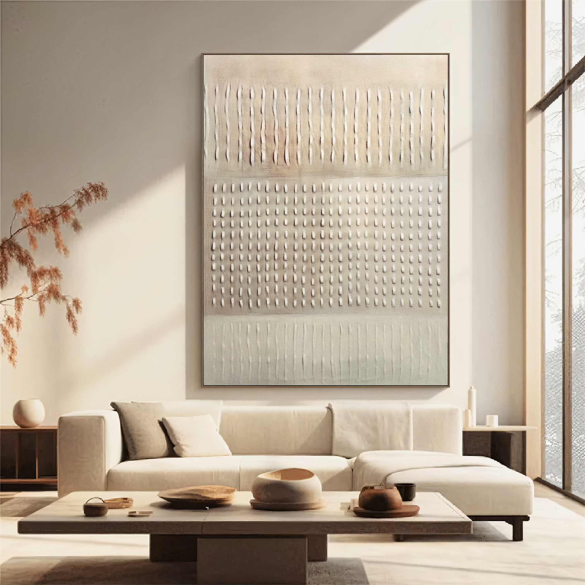 Textured Grid Elegance | Beige Rhythm
