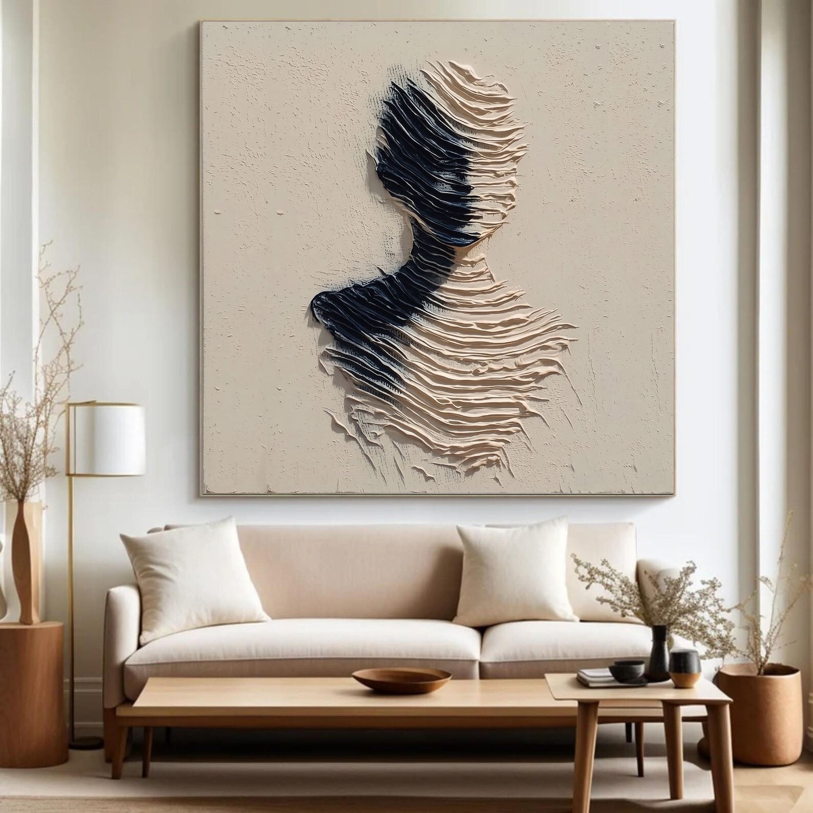Textured Wavy Silhouette | Black Beige