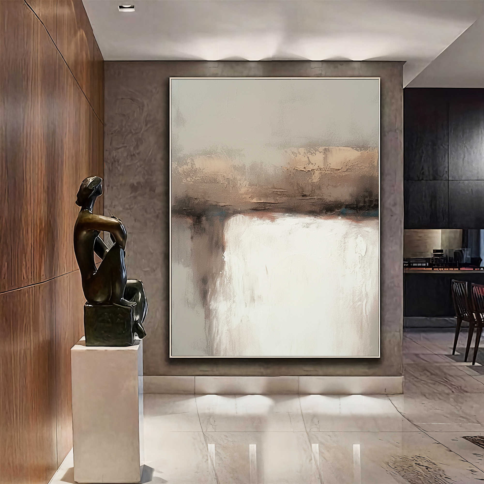 Textured Abstract Serenity | Beige White