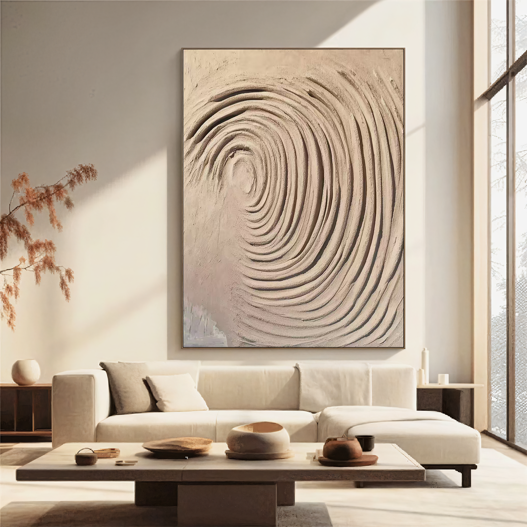 Textured Spiral Opulence | Beige Grey